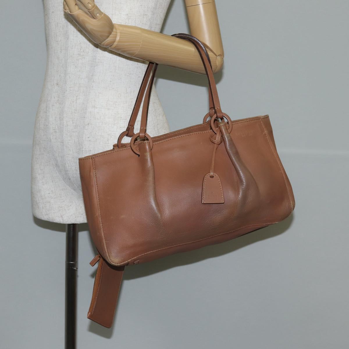 GUCCI Tote Bag Leather Beige 94898 Auth bs28450