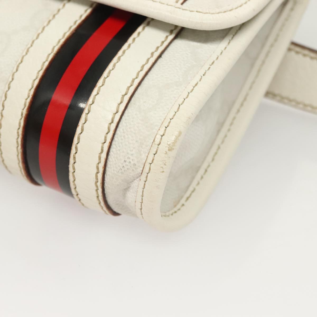 GUCCI GG Supreme Sherry Line Waist bag PVC White Gold 1669 Auth bs28457
