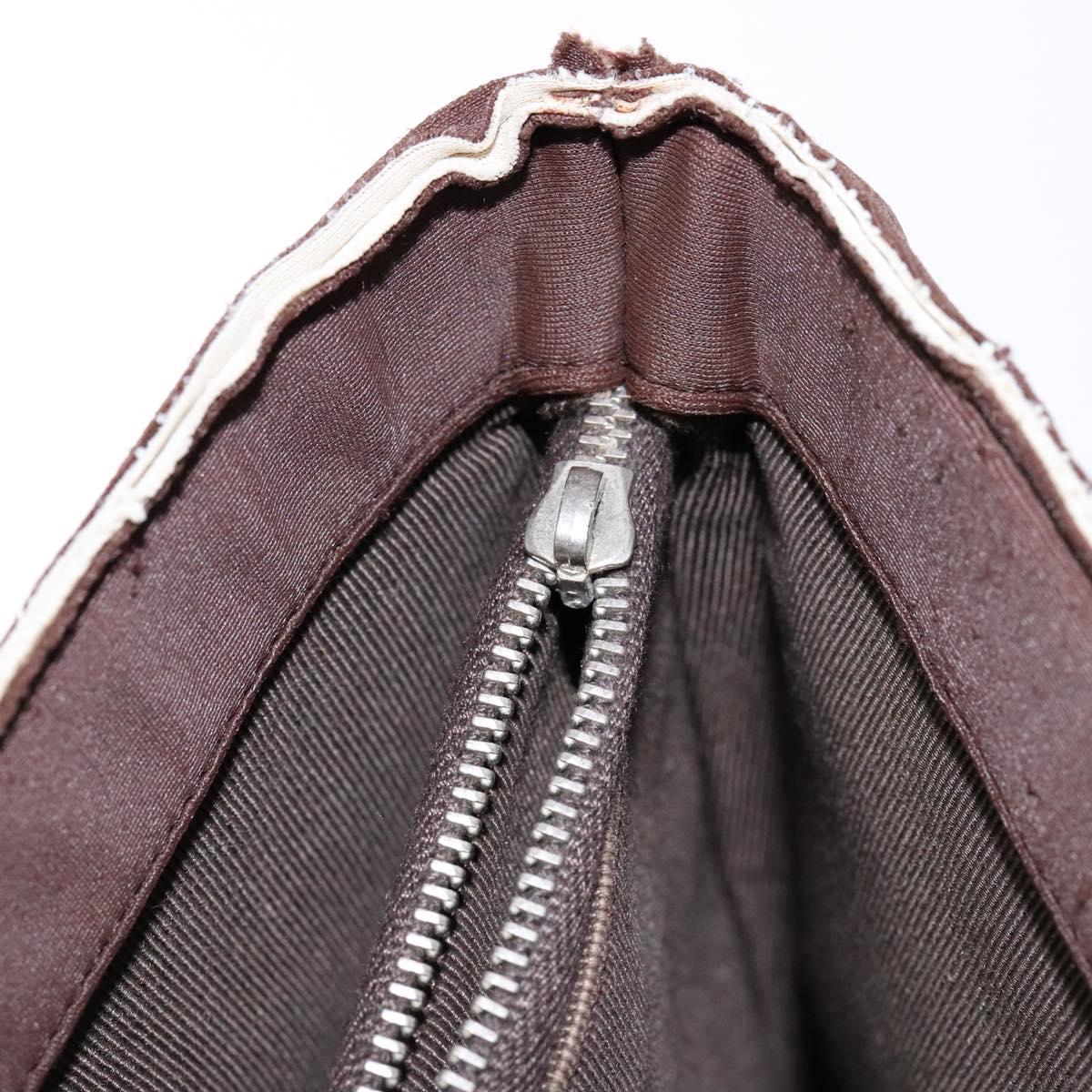 CHANEL Hand Bag Nylon Brown Silver CC Auth bs28458