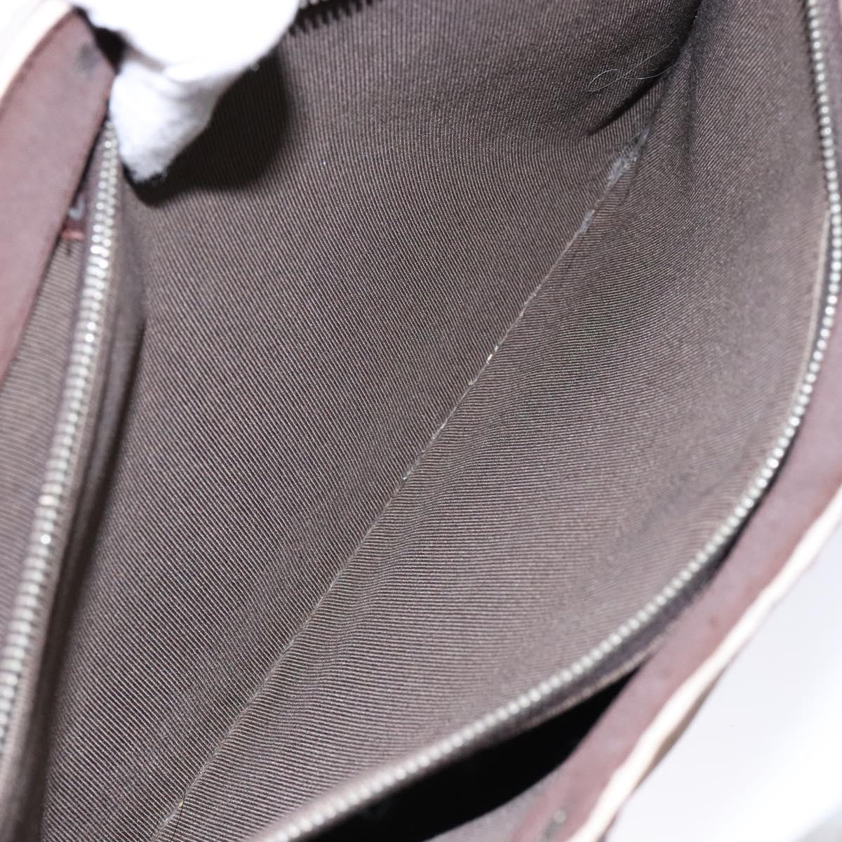 CHANEL Hand Bag Nylon Brown Silver CC Auth bs28458