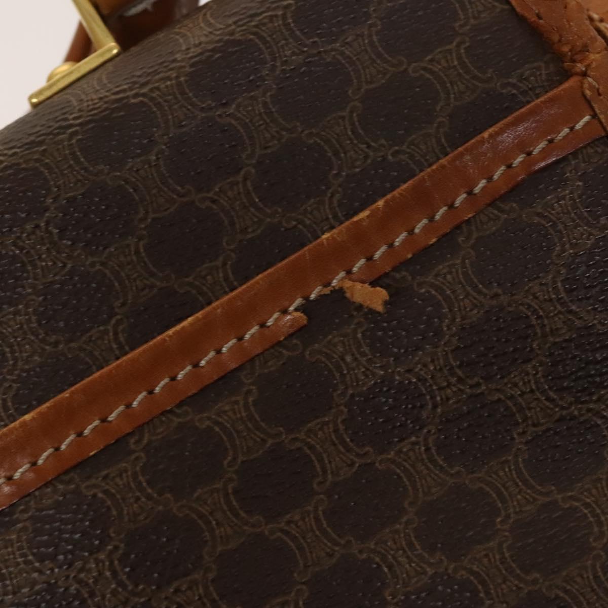 CELINE Macadam Canvas Shoulder Bag PVC Leather Brown Gold Auth bs28466