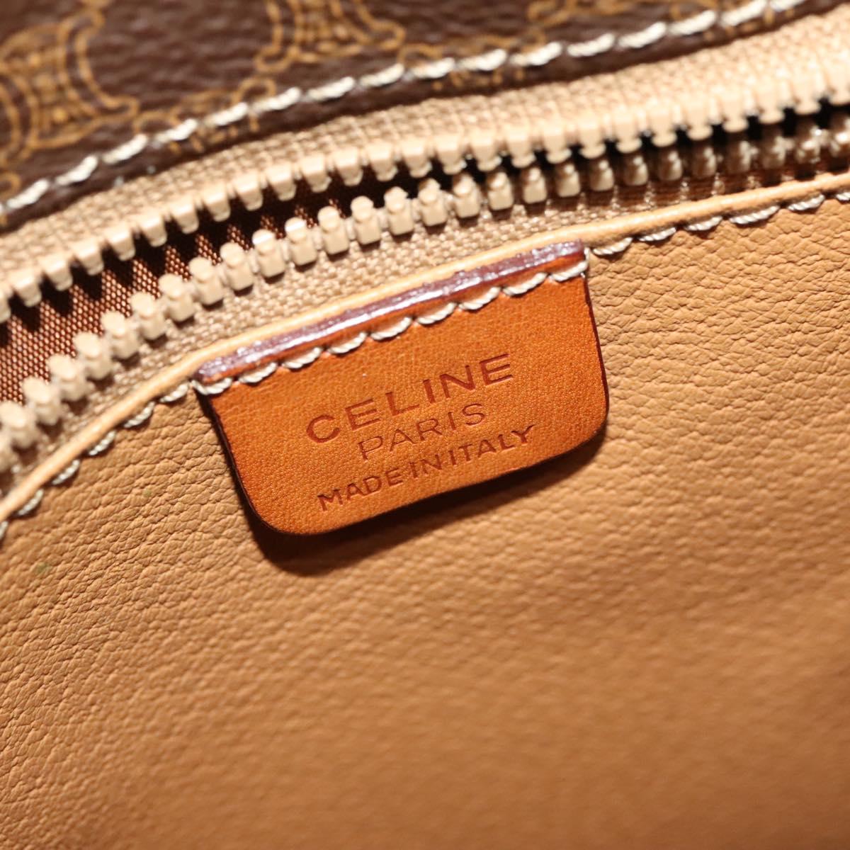 CELINE Macadam Canvas Shoulder Bag PVC Leather Brown Gold Auth bs28466