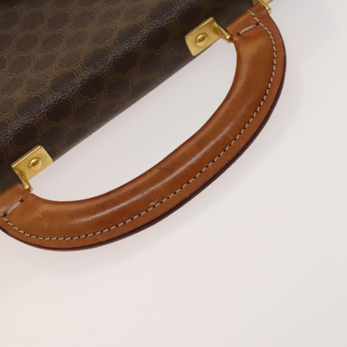 CELINE Macadam Canvas Shoulder Bag PVC Leather Brown Gold Auth bs28466