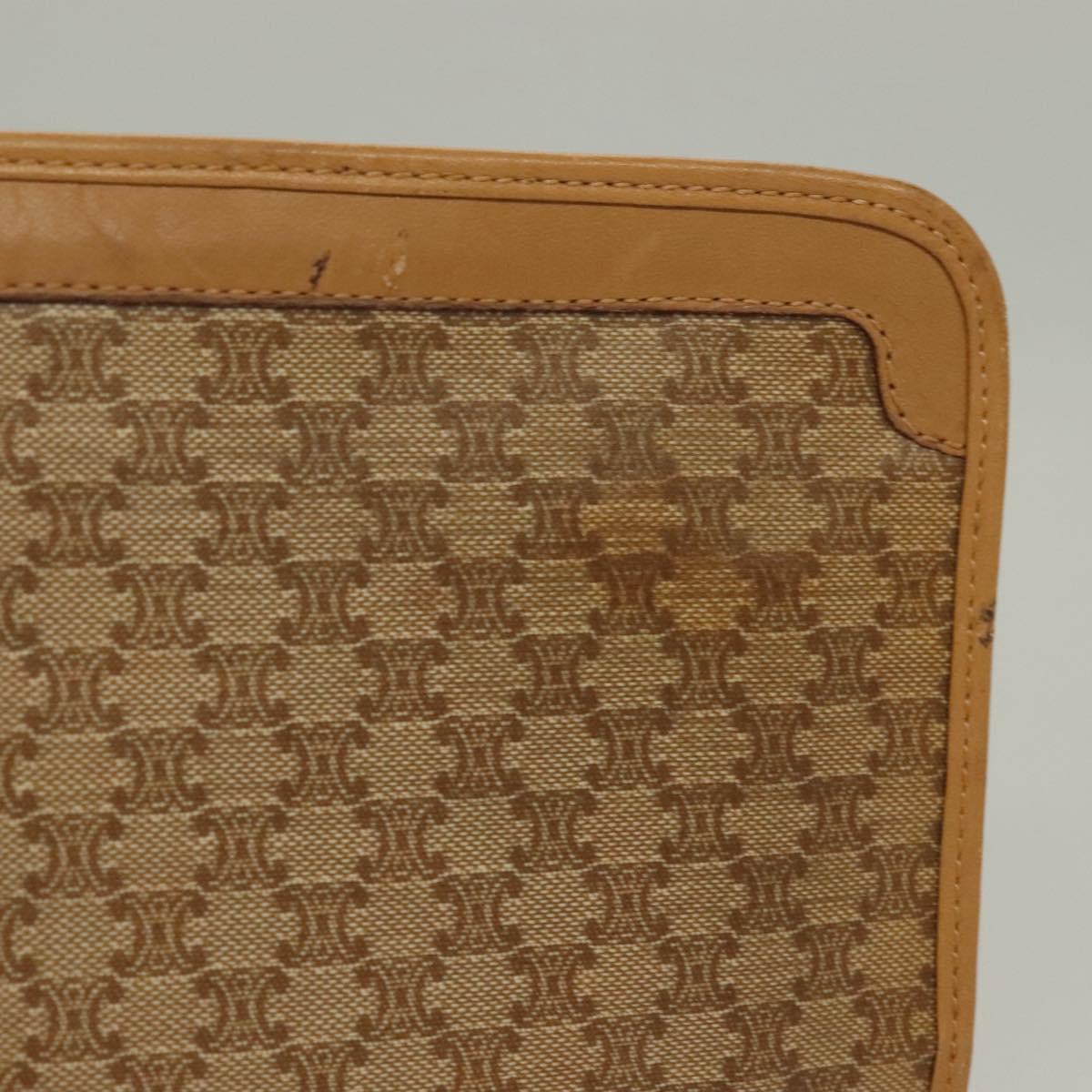 CELINE Macadam Canvas Clutch Bag PVC Beige Gold Auth bs28469