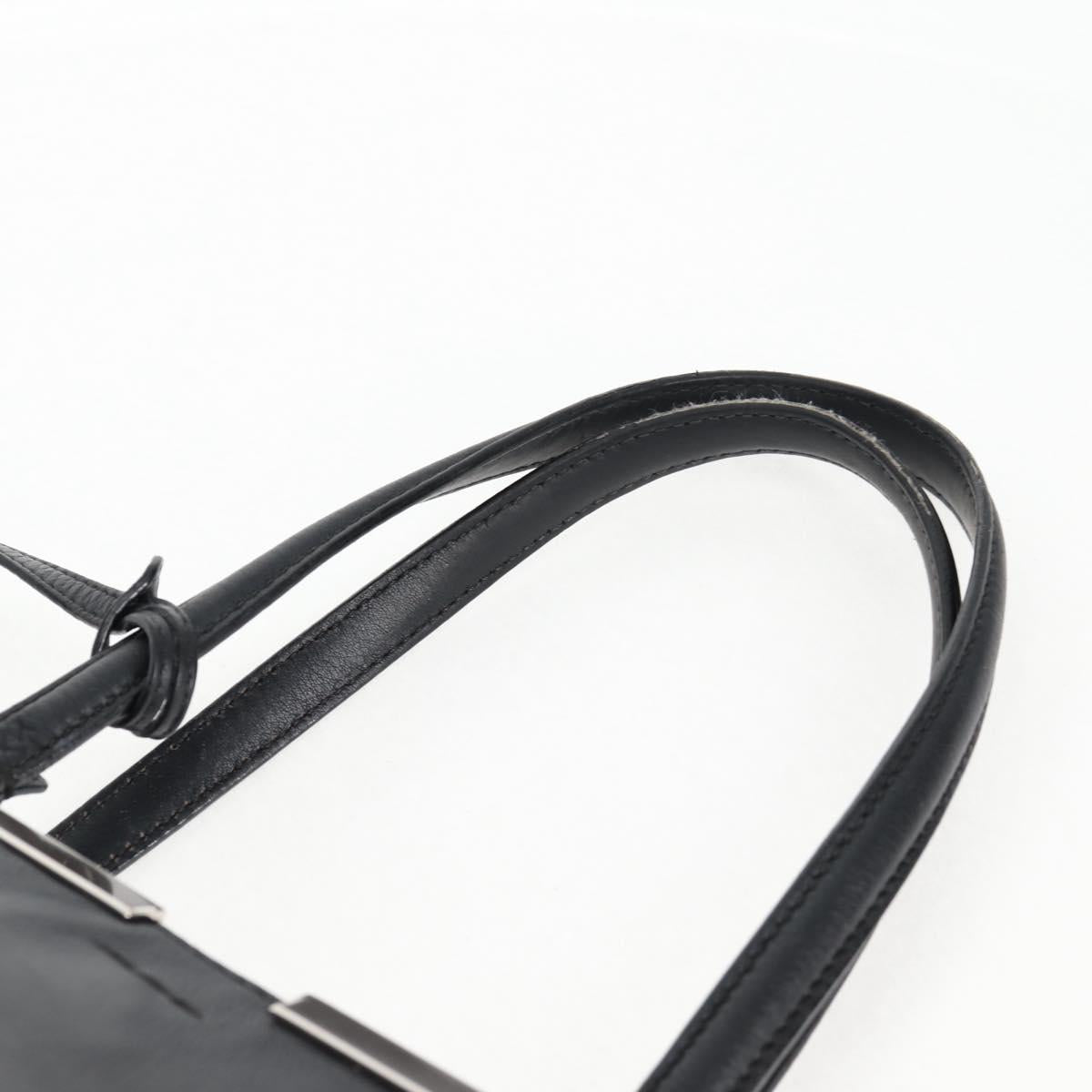 FENDI Toilojour Tote Bag Leather Black Silver Auth bs28474