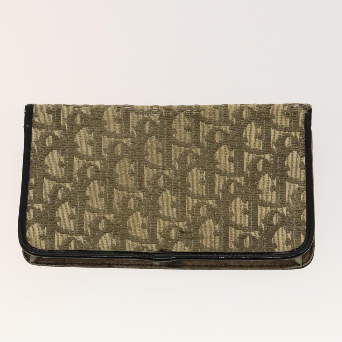 Christian Dior Trotter Canvas Wallet Leather 4Set Pink Navy Brown Auth bs28476