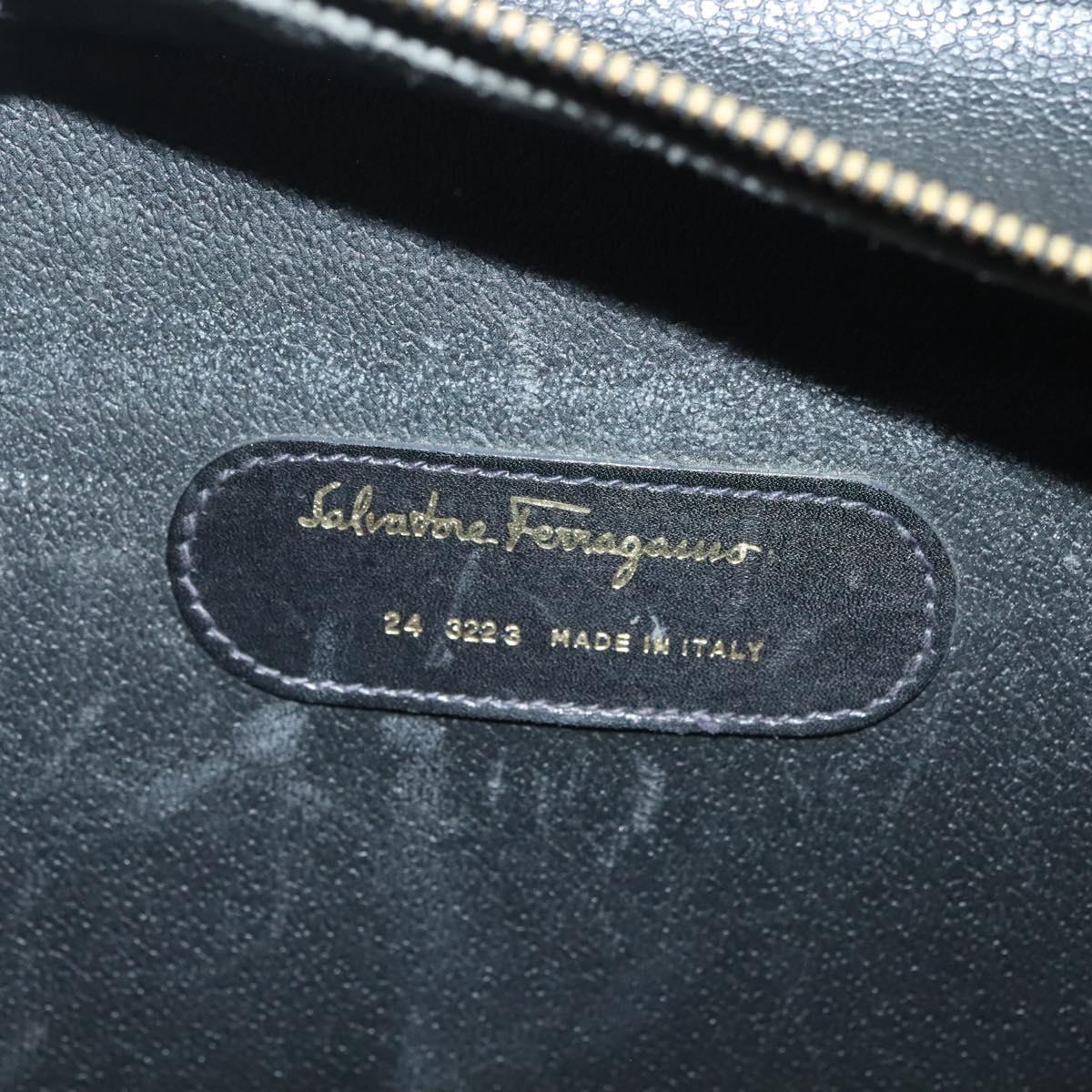 Salvatore Ferragamo Business Bag Leather Black Gold Auth bs28482