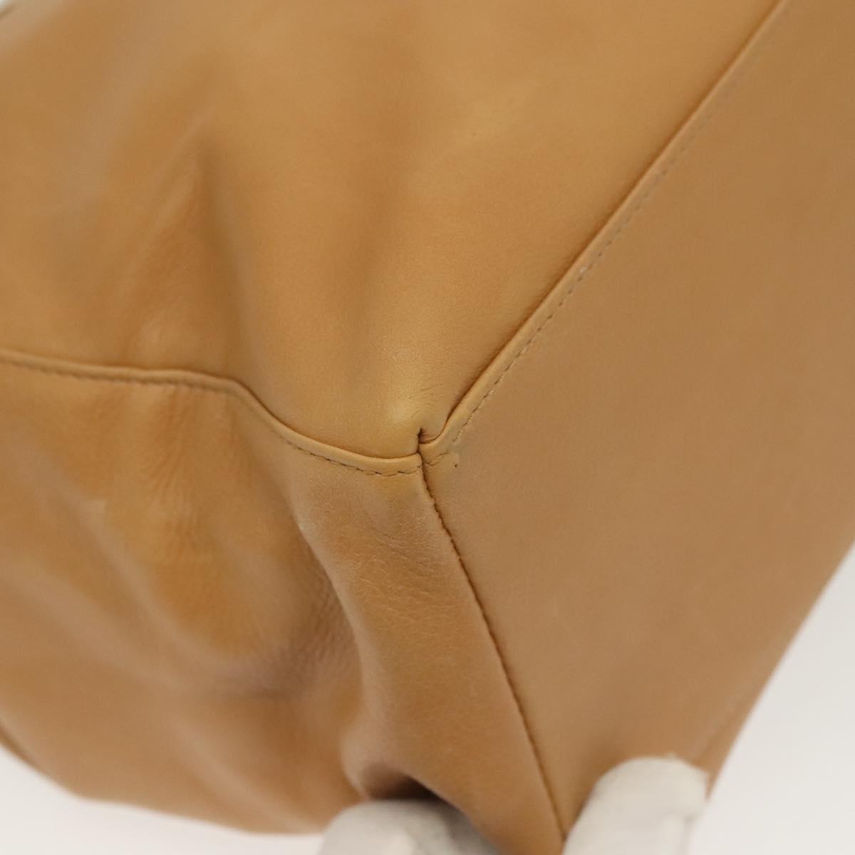 Salvatore Ferragamo Shoulder Bag Leather Beige Gold Auth bs28483