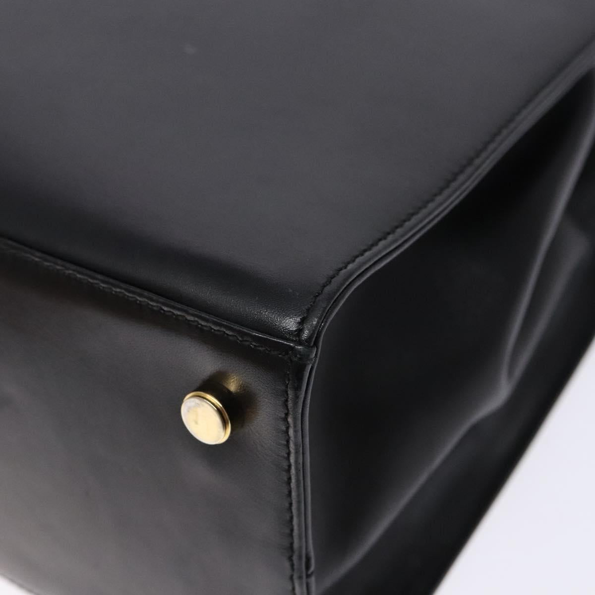 Salvatore Ferragamo Vala Shoulder Bag Leather Black Gold Auth bs28484