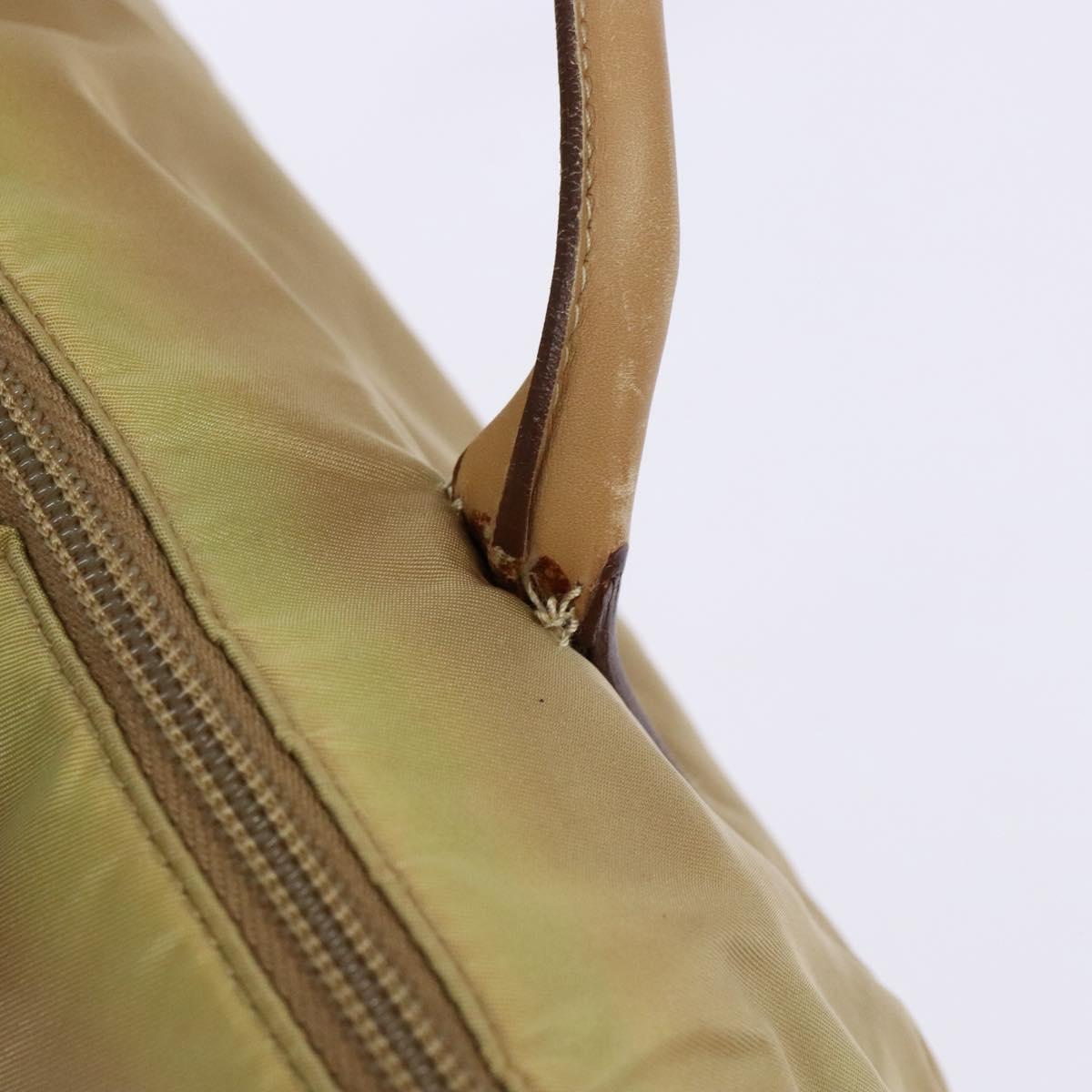 PRADA Hand Bag Nylon Beige Auth bs28510