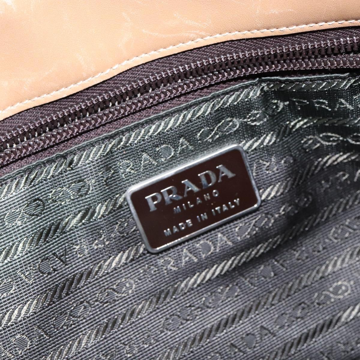 PRADA Hand Bag Nylon Beige Auth bs28510