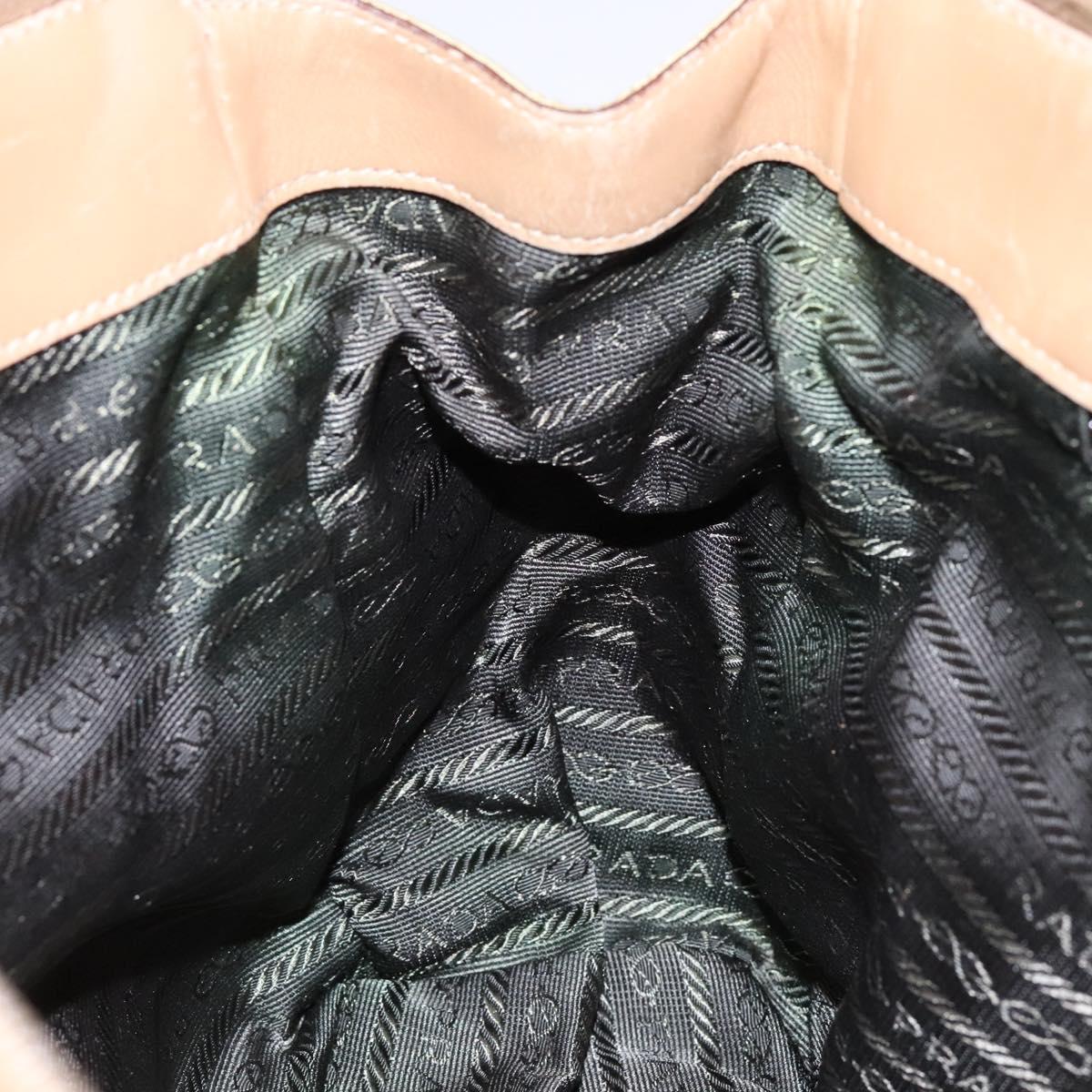 PRADA Hand Bag Nylon Beige Auth bs28510