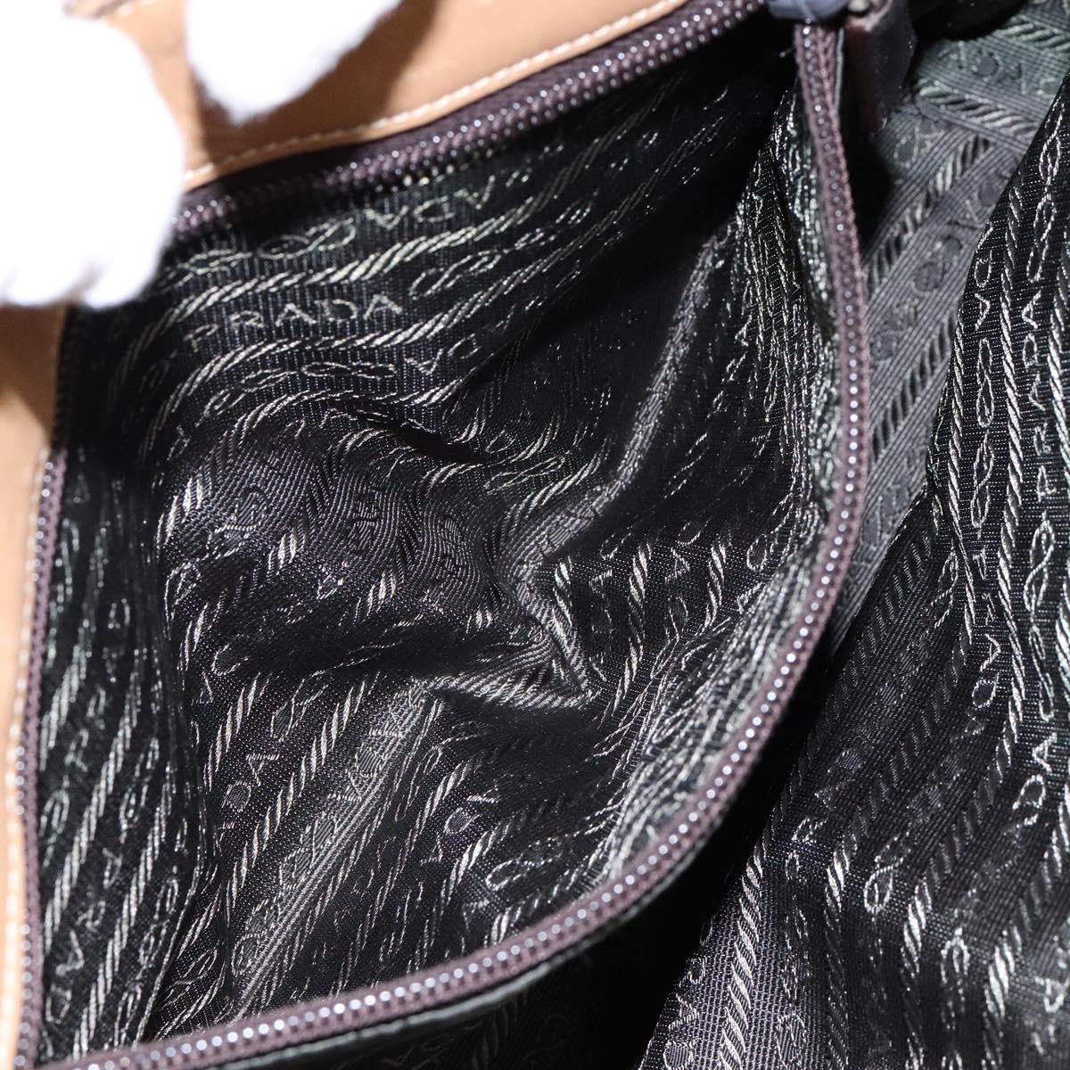 PRADA Hand Bag Nylon Beige Auth bs28510