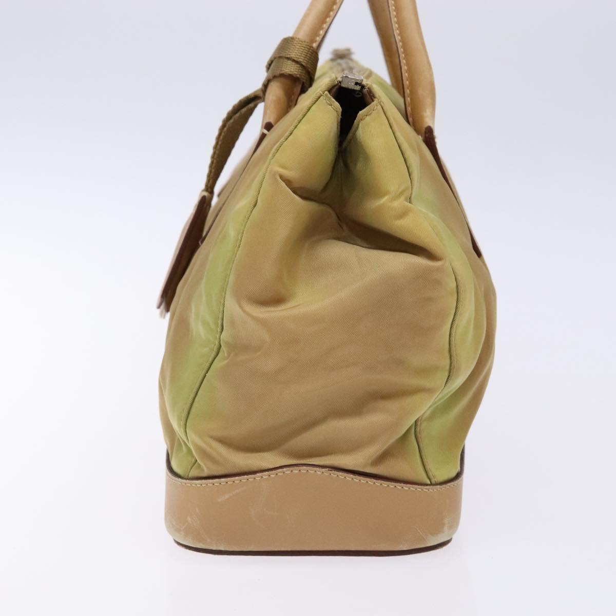 PRADA Hand Bag Nylon Beige Auth bs28510