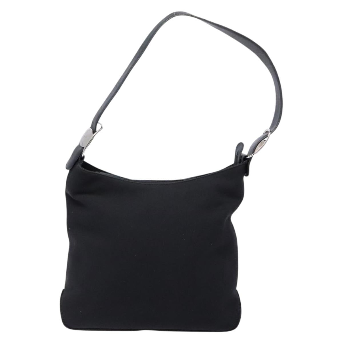 Salvatore Ferragamo Vala Shoulder Bag Canvas Leather Black Silver Auth bs28513