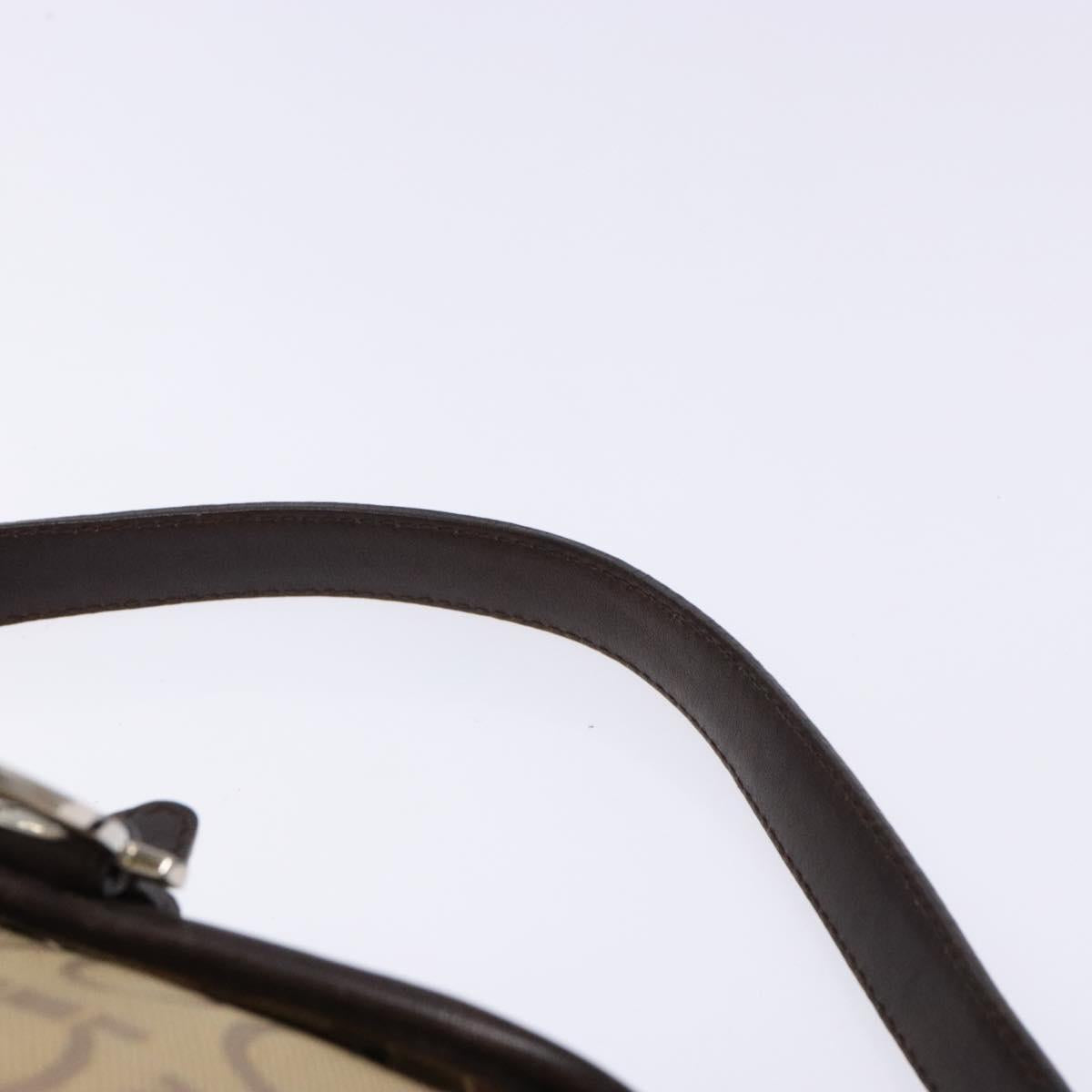 Salvatore Ferragamo Gancini Hand Bag Canvas Beige Silver Auth bs28514