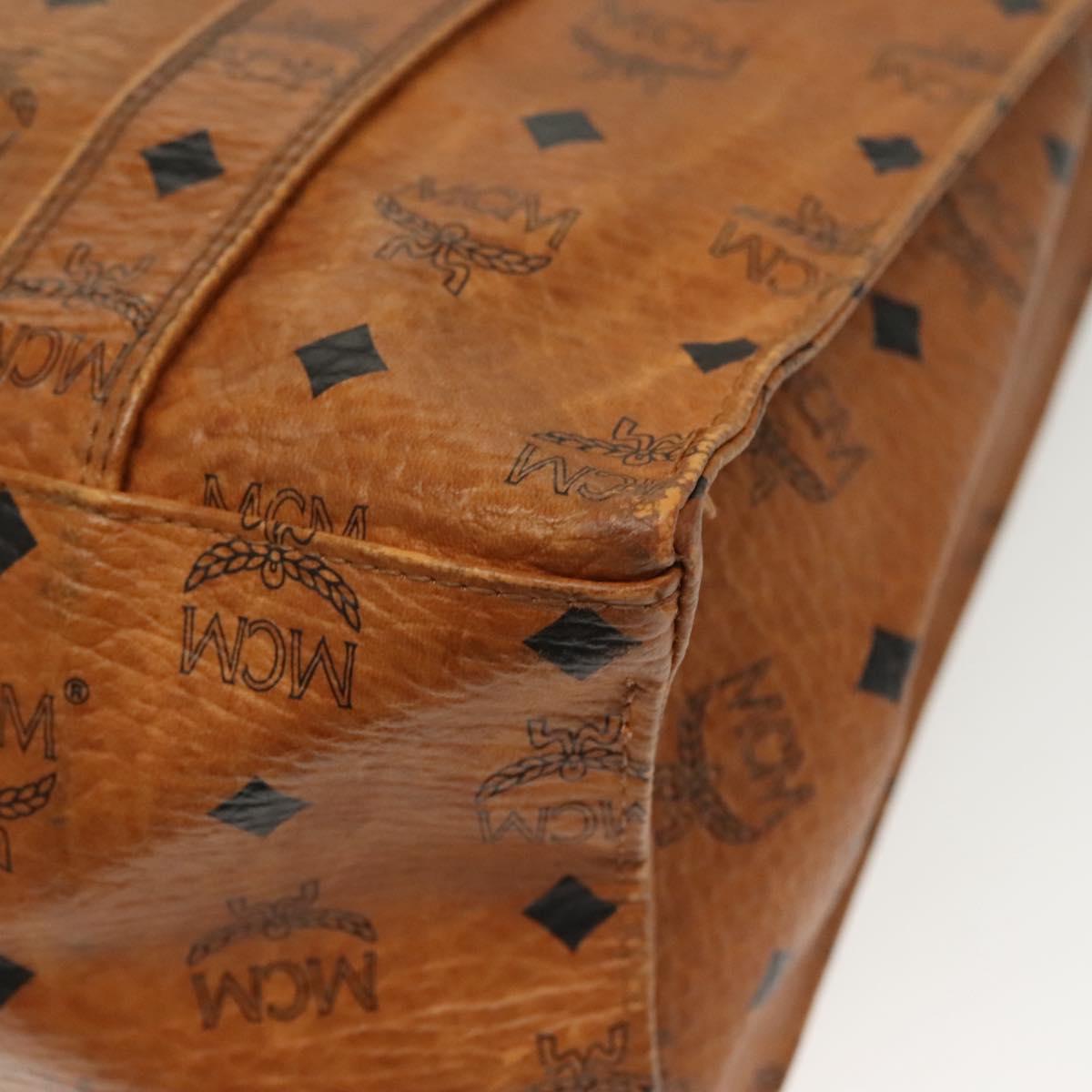 MCM Logogram Vicetos Tote Bag PVC Leather Brown Gold Auth bs28523