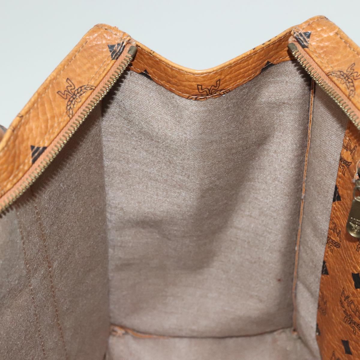 MCM Logogram Vicetos Tote Bag PVC Leather Brown Gold Auth bs28523