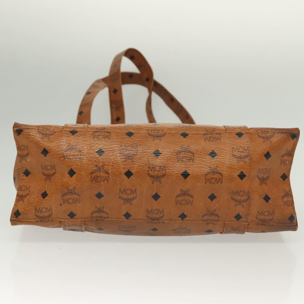 MCM Logogram Vicetos Tote Bag PVC Leather Brown Gold Auth bs28523