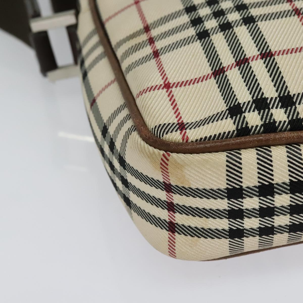 BURBERRY Nova Check Shoulder Bag Canvas Beige Silver Auth bs28525