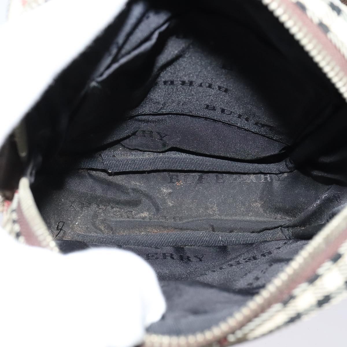 BURBERRY Nova Check Shoulder Bag Canvas Beige Silver Auth bs28525