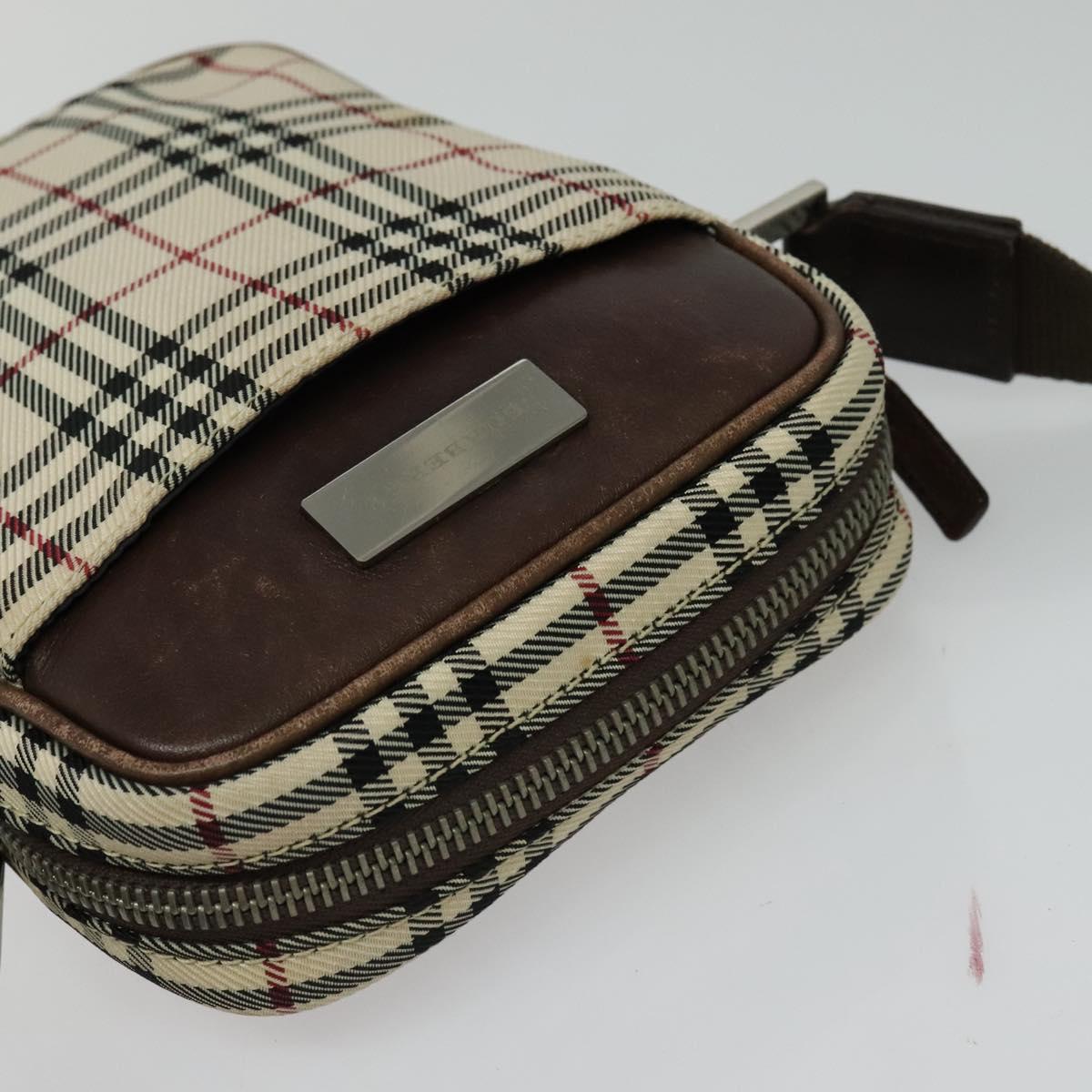 BURBERRY Nova Check Shoulder Bag Canvas Beige Silver Auth bs28525