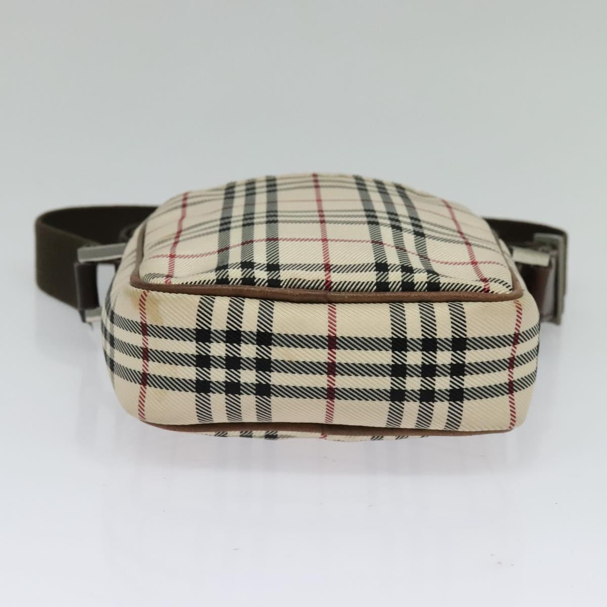 BURBERRY Nova Check Shoulder Bag Canvas Beige Silver Auth bs28525