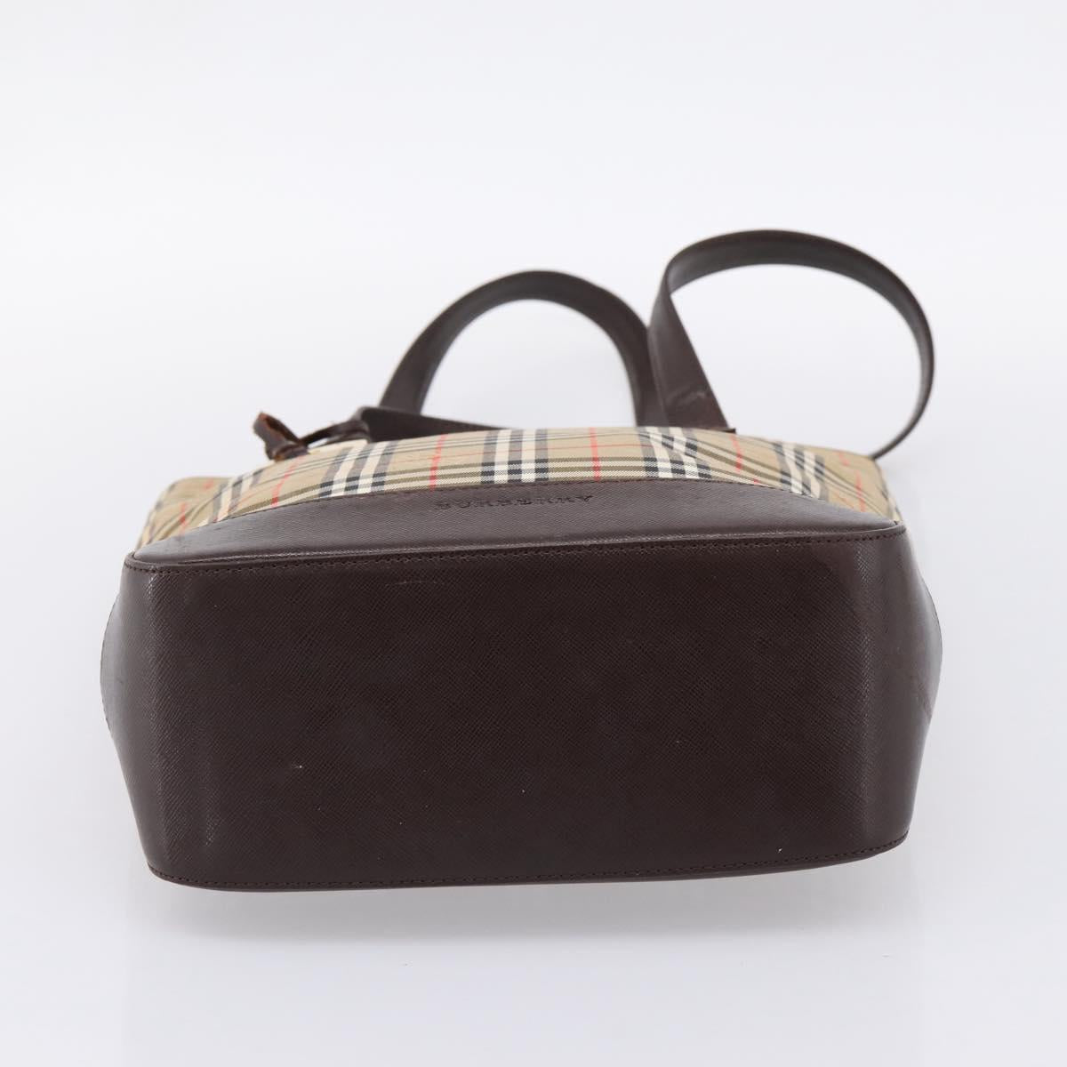 BURBERRY Nova Check Tote Bag Canvas Beige Gold Auth bs28529
