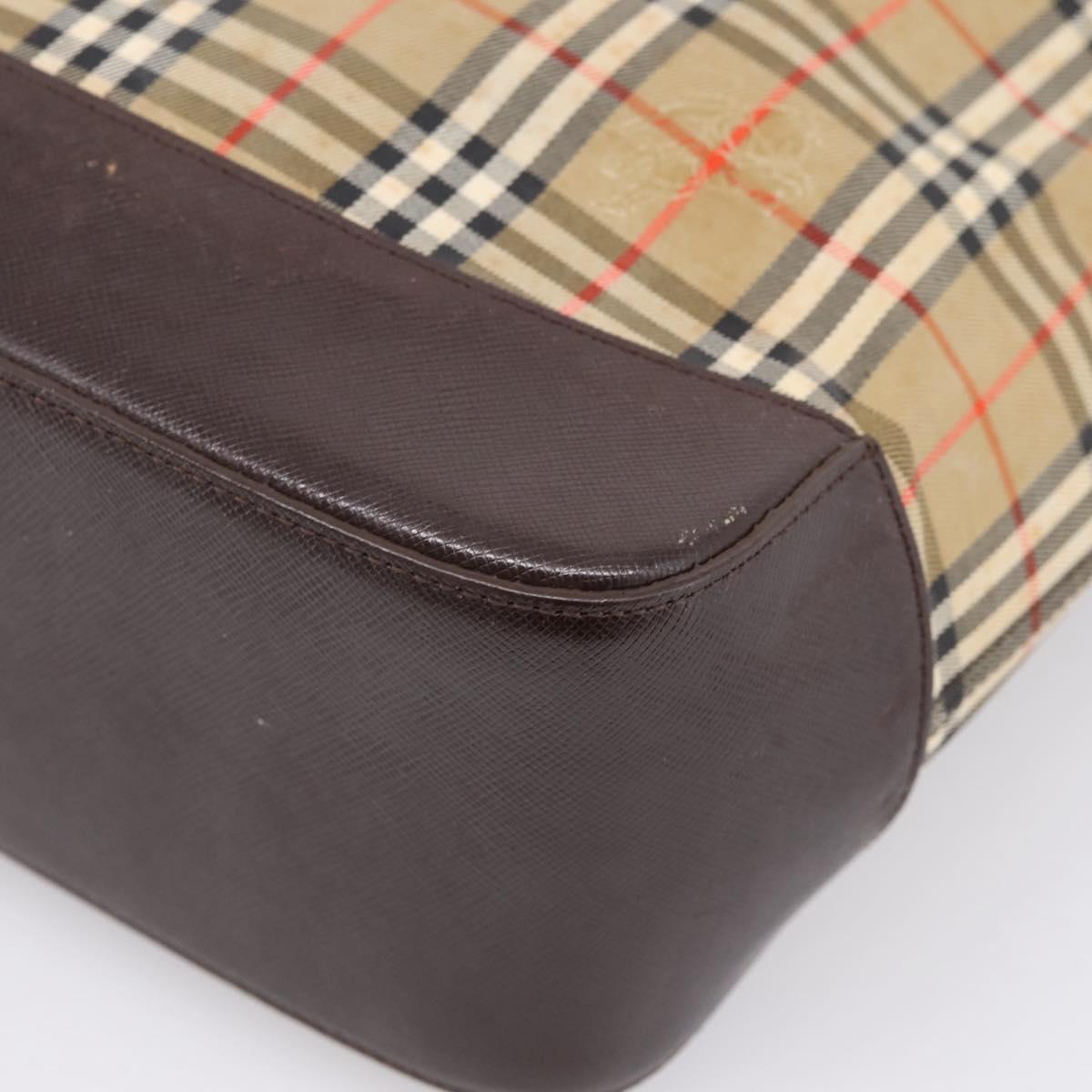 BURBERRY Nova Check Tote Bag Canvas Beige Gold Auth bs28529