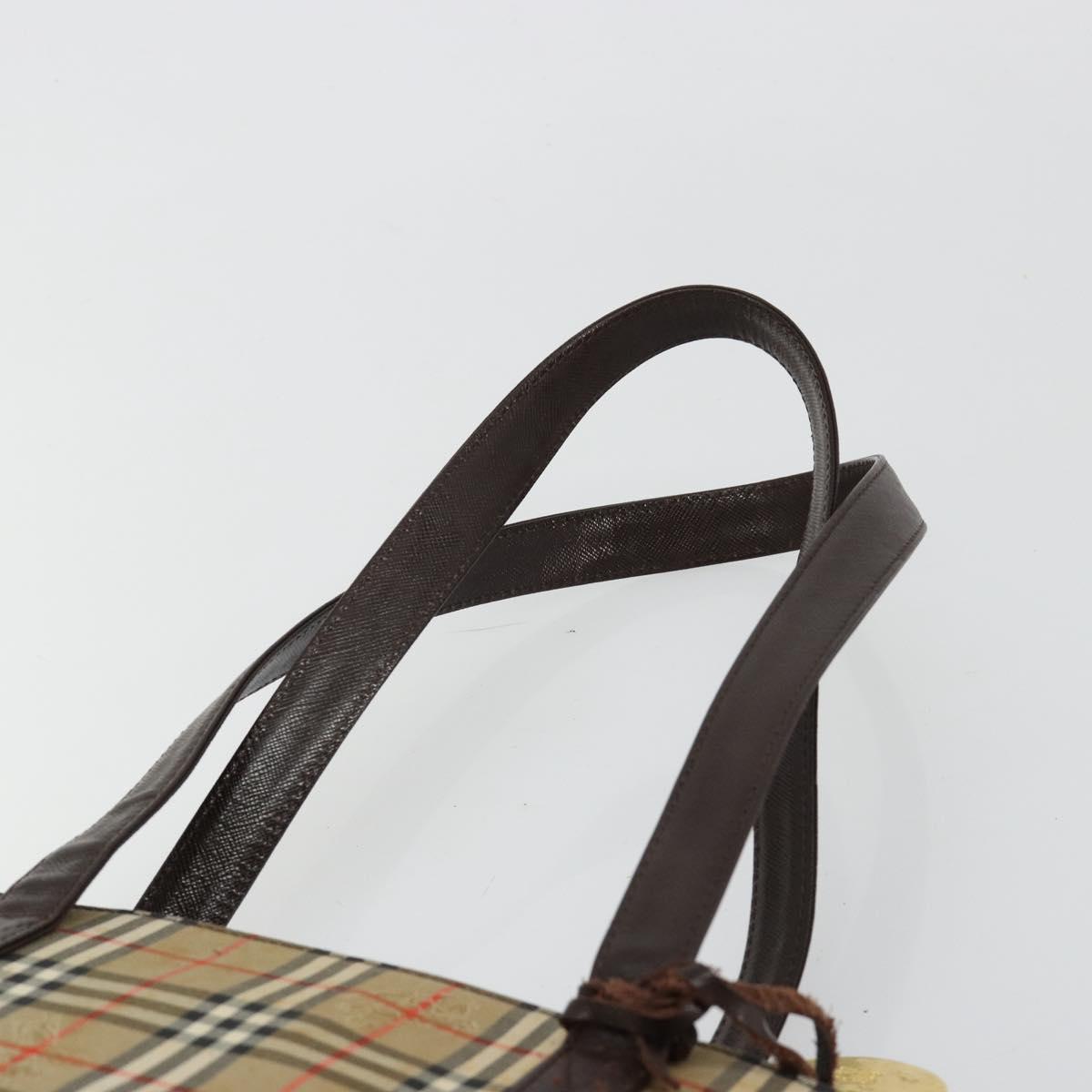 BURBERRY Nova Check Tote Bag Canvas Beige Gold Auth bs28529