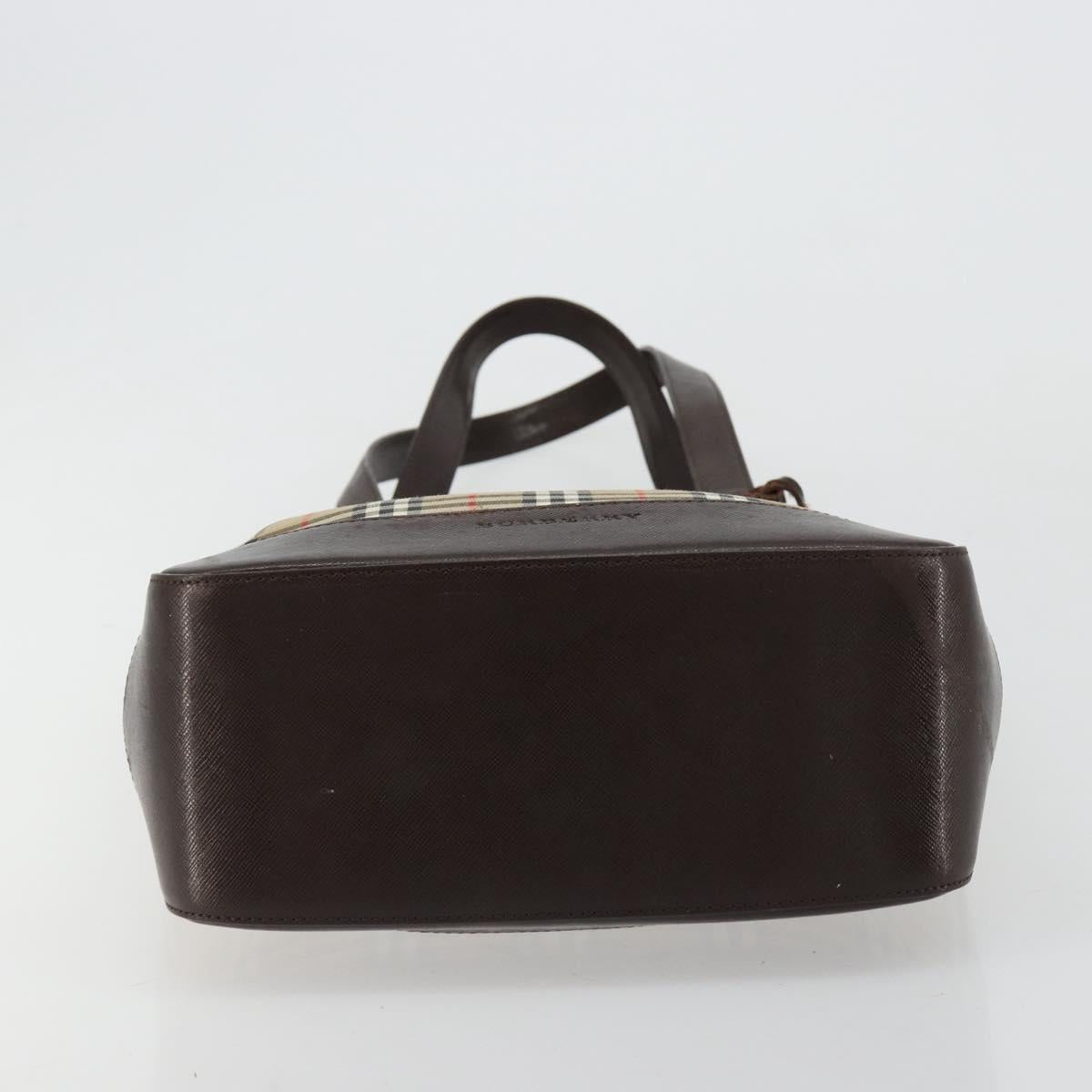 BURBERRY Nova Check Tote Bag Canvas Beige Gold Auth bs28529