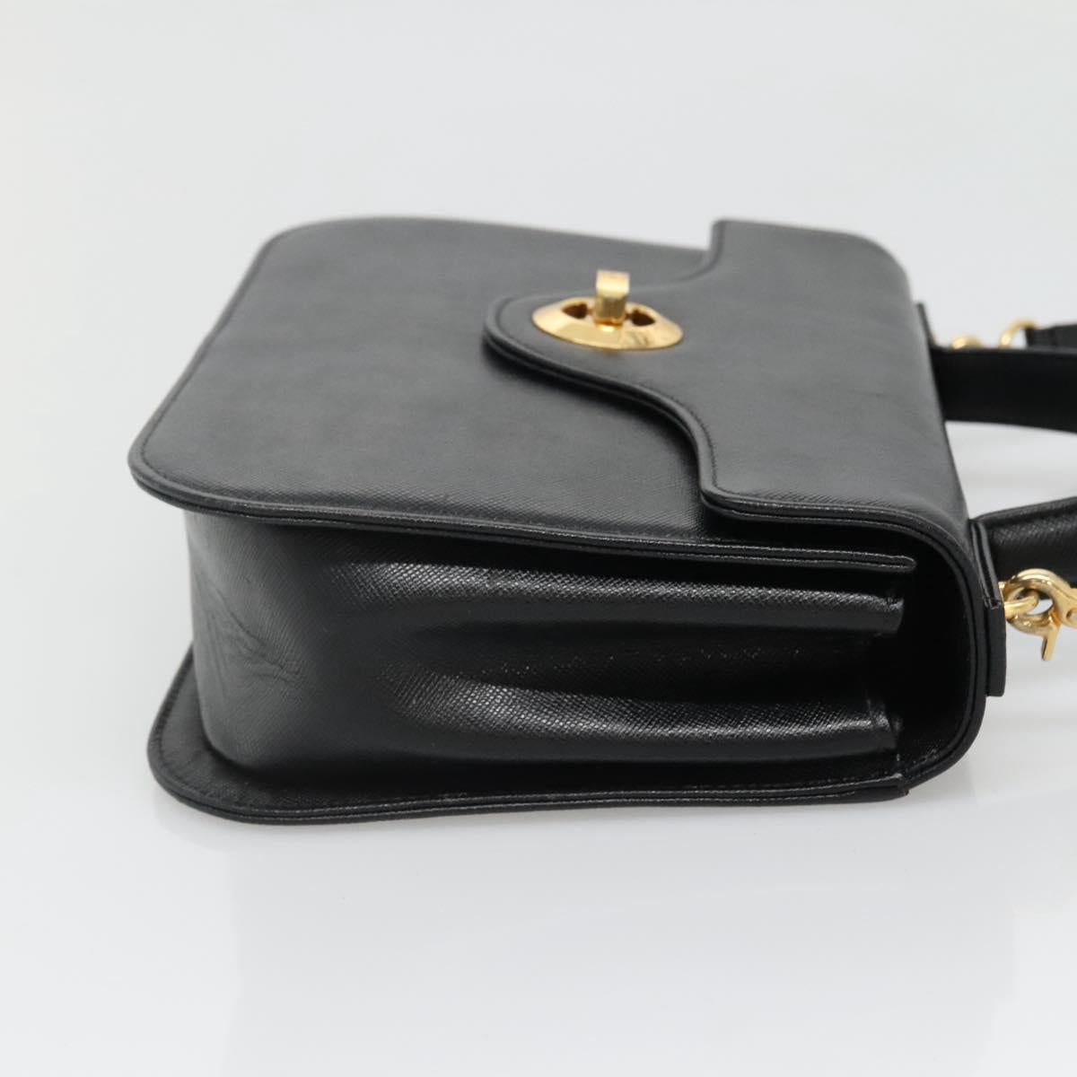 GIVENCHY Hand Bag Leather 2way Black Gold Auth bs28532