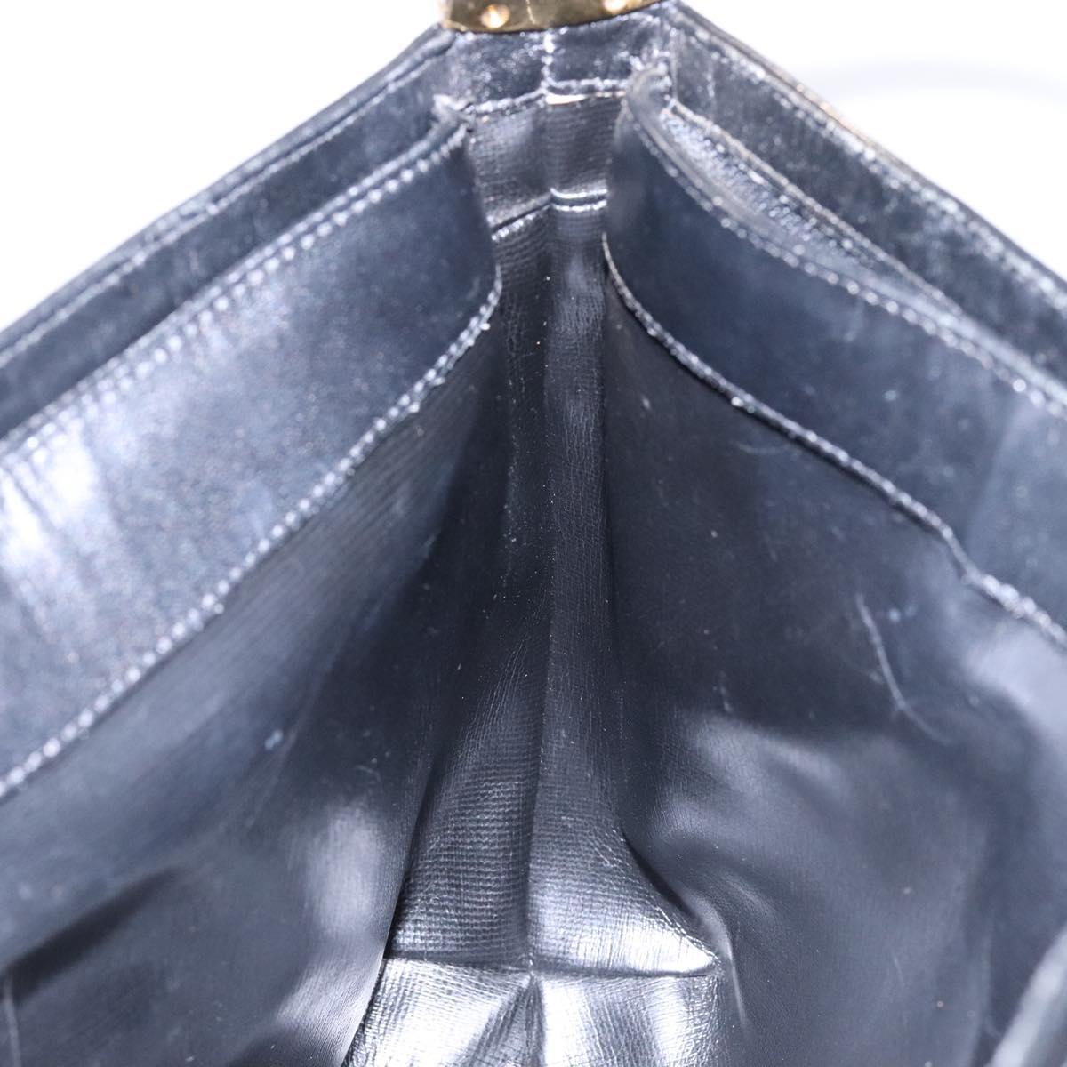 GIVENCHY Shoulder Bag Leather Black Gold Auth bs28533