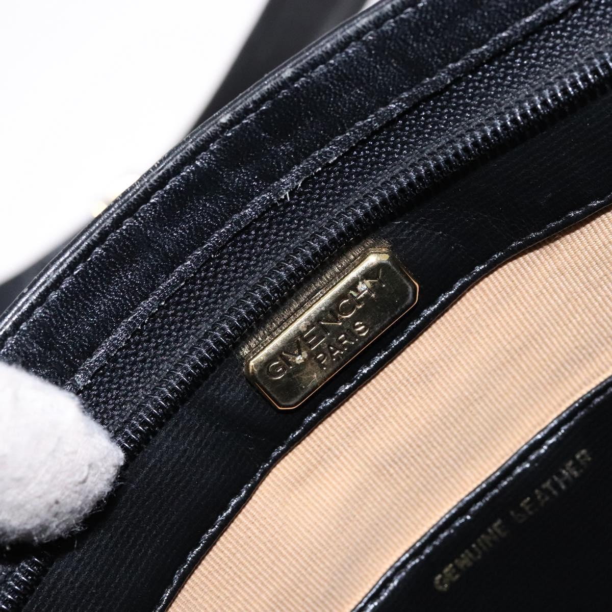 GIVENCHY Shoulder Bag Leather Black Gold Auth bs28533