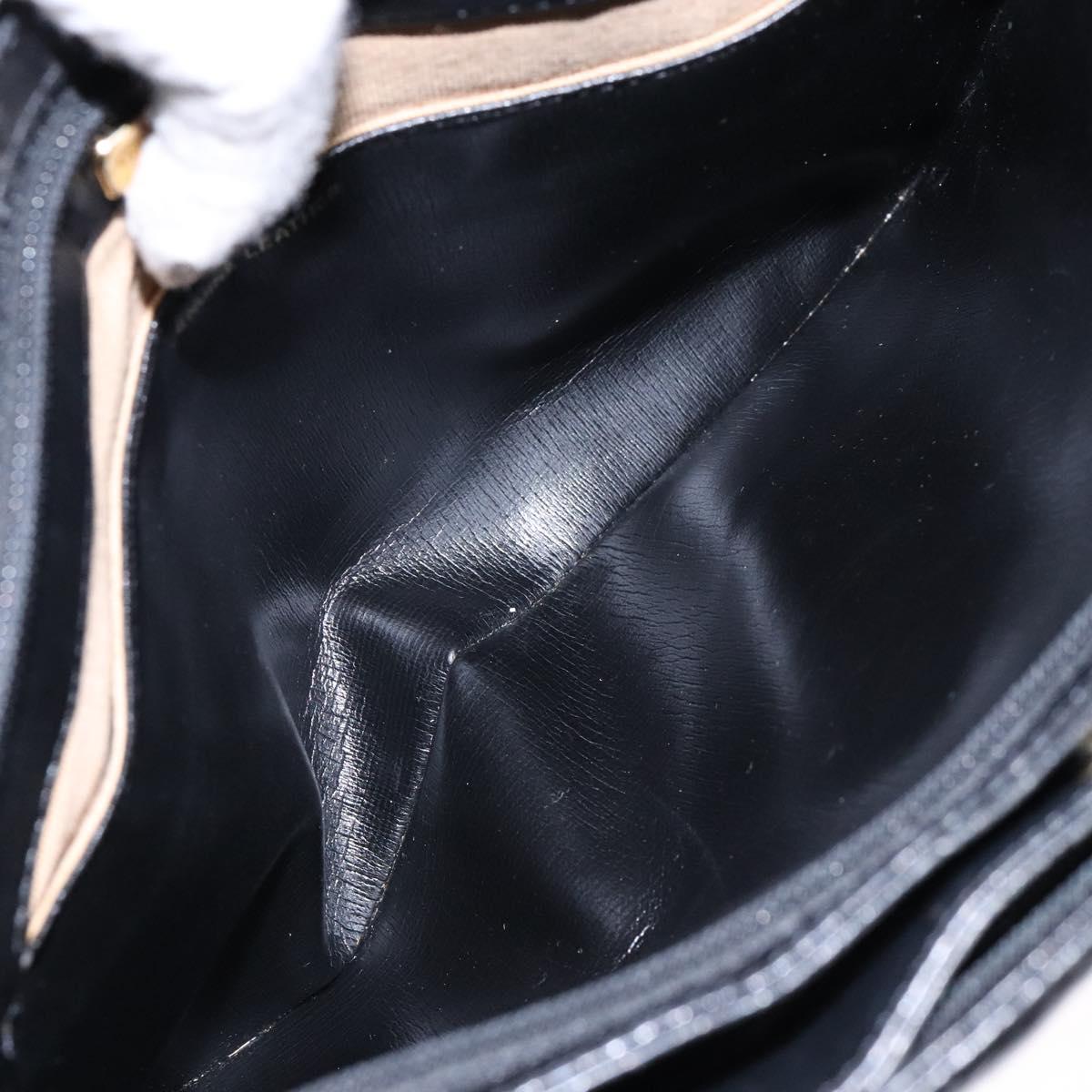 GIVENCHY Shoulder Bag Leather Black Gold Auth bs28533