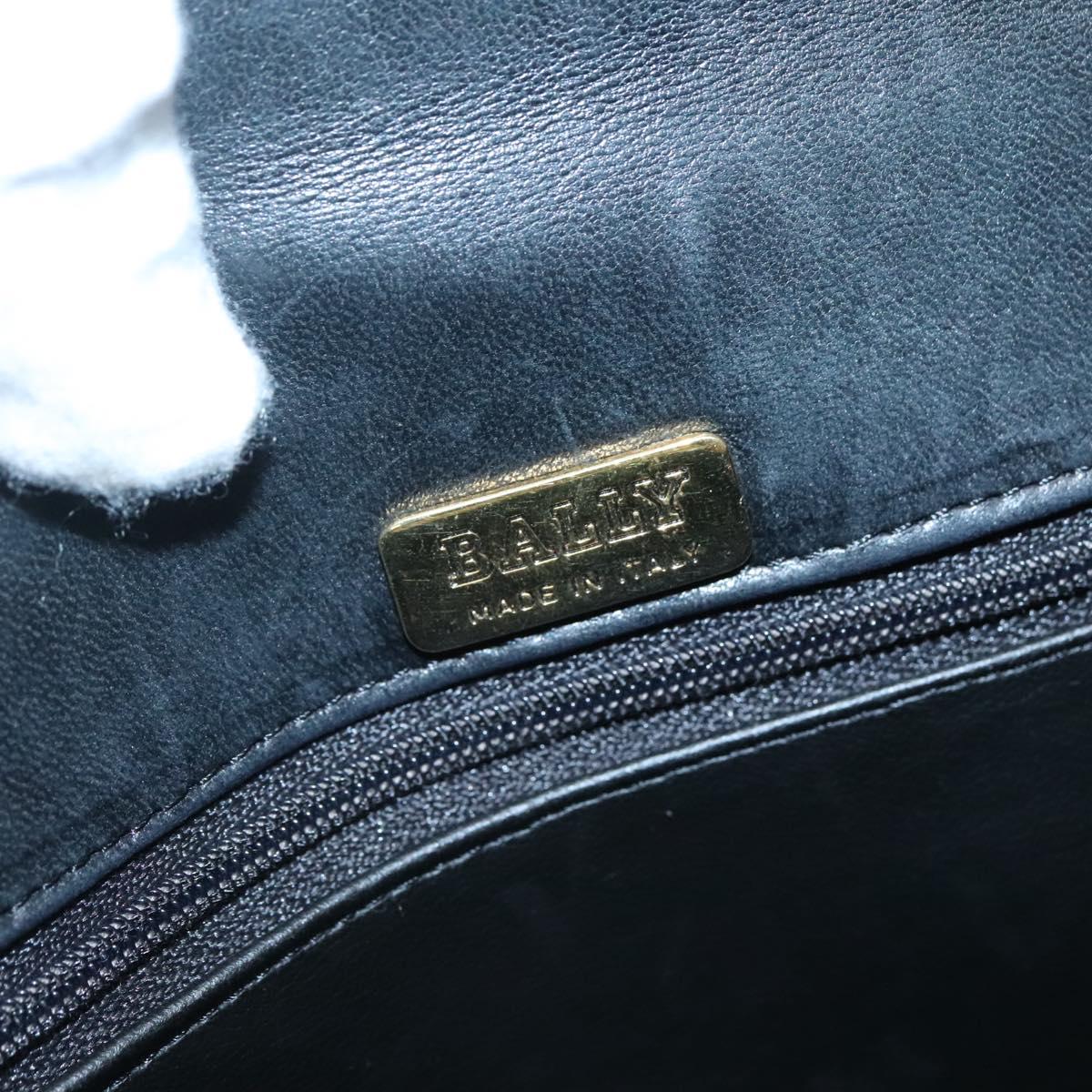 BALLY Hand Bag Leather Black Gold Auth bs28536
