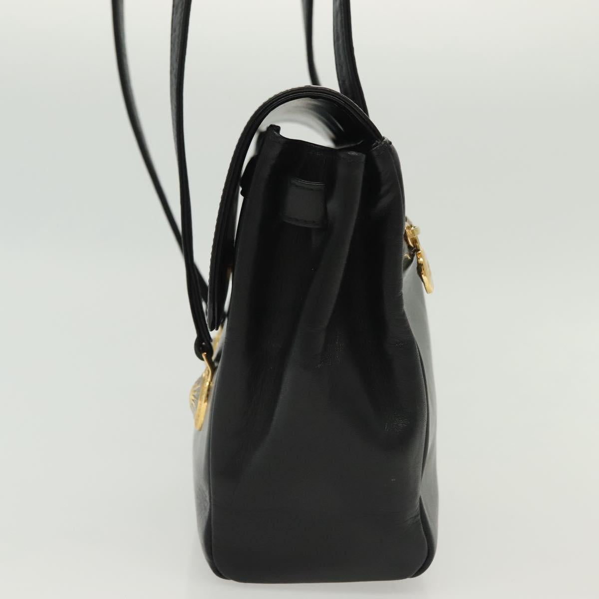 Gianni Versace Shoulder Bag Leather Black Gold Auth bs28537