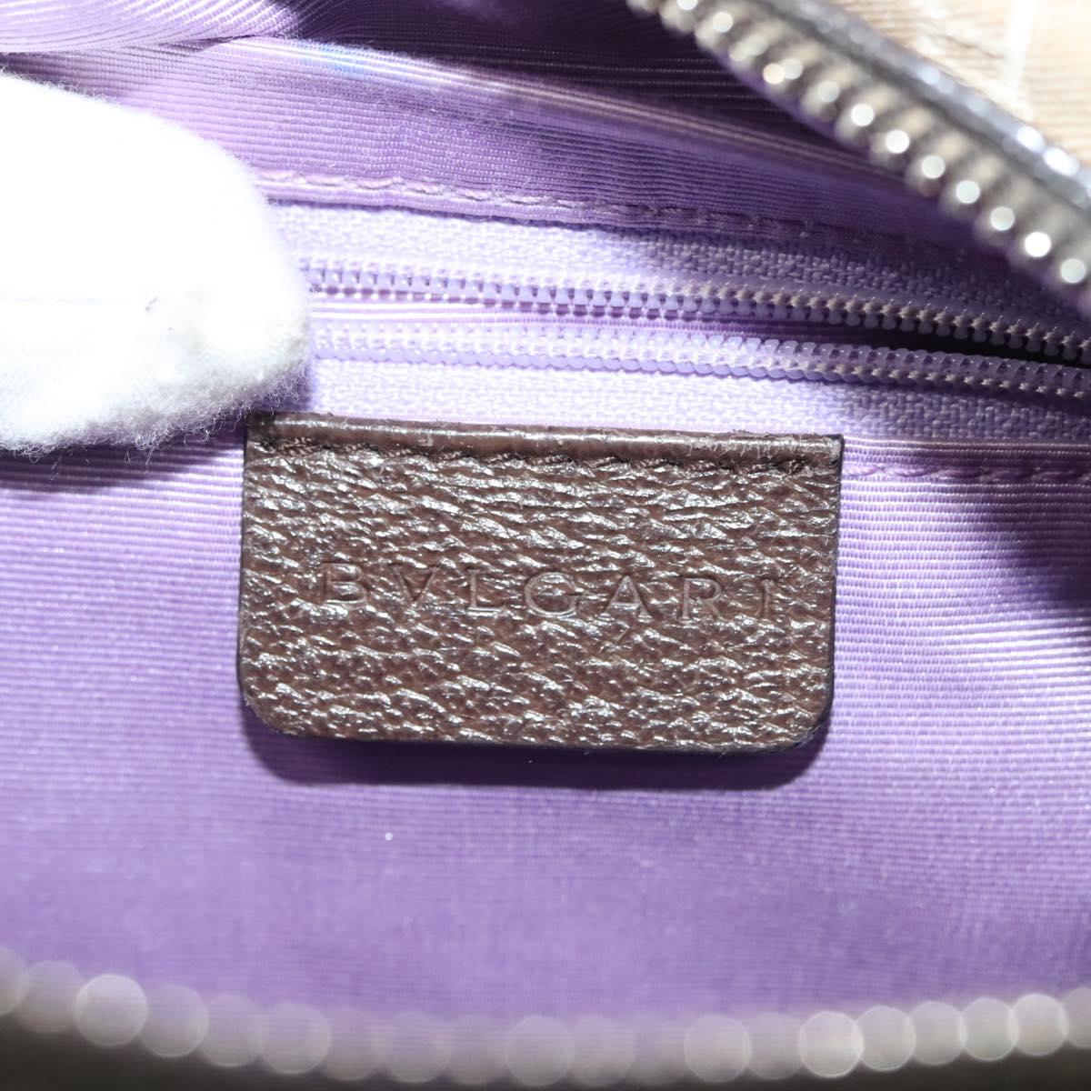 BVLGARI Logo Mania Hand Bag Canvas Beige Gold Auth bs28543