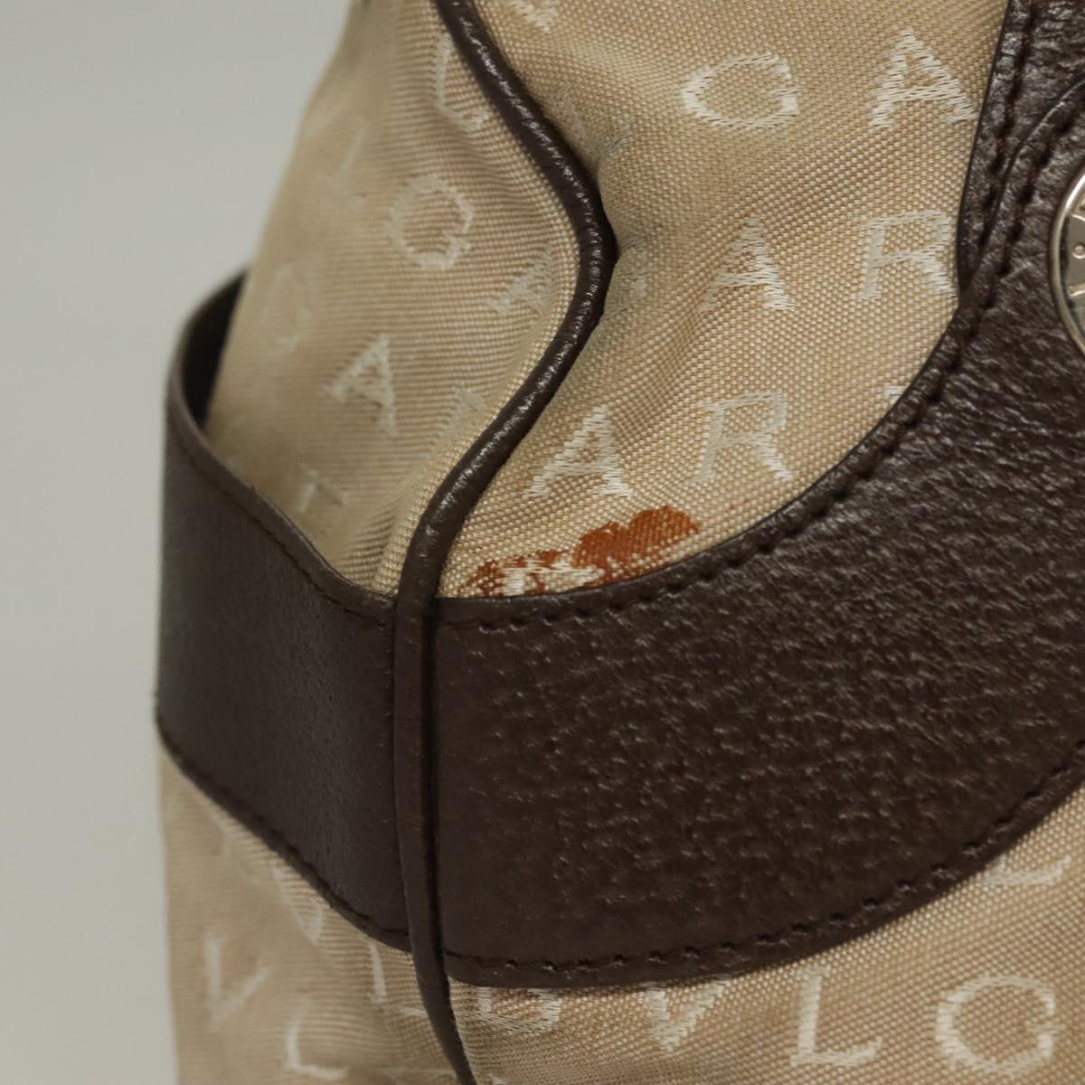 BVLGARI Logo Mania Hand Bag Canvas Beige Gold Auth bs28543