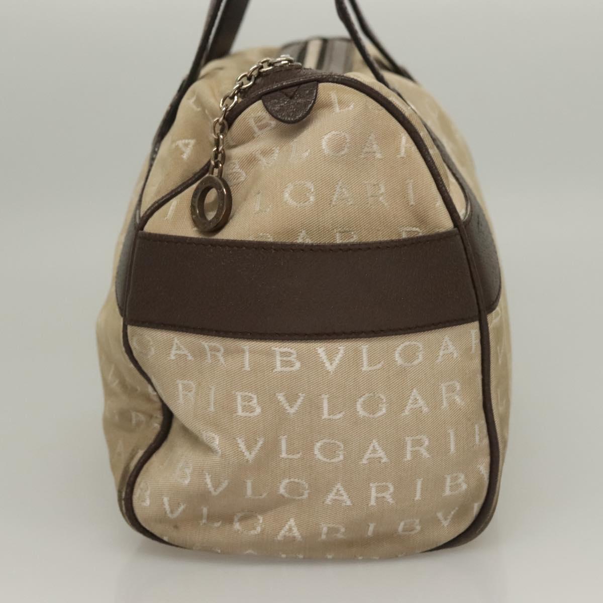 BVLGARI Logo Mania Hand Bag Canvas Beige Gold Auth bs28543