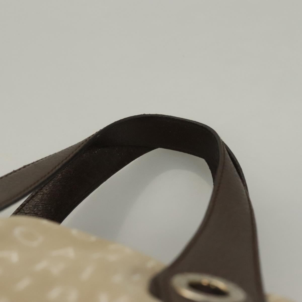 BVLGARI Logo Mania Hand Bag Canvas Beige Gold Auth bs28543