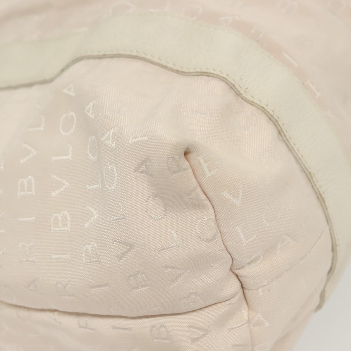 BVLGARI Logo Mania Hand Bag Canvas Pink Silver Auth bs28545