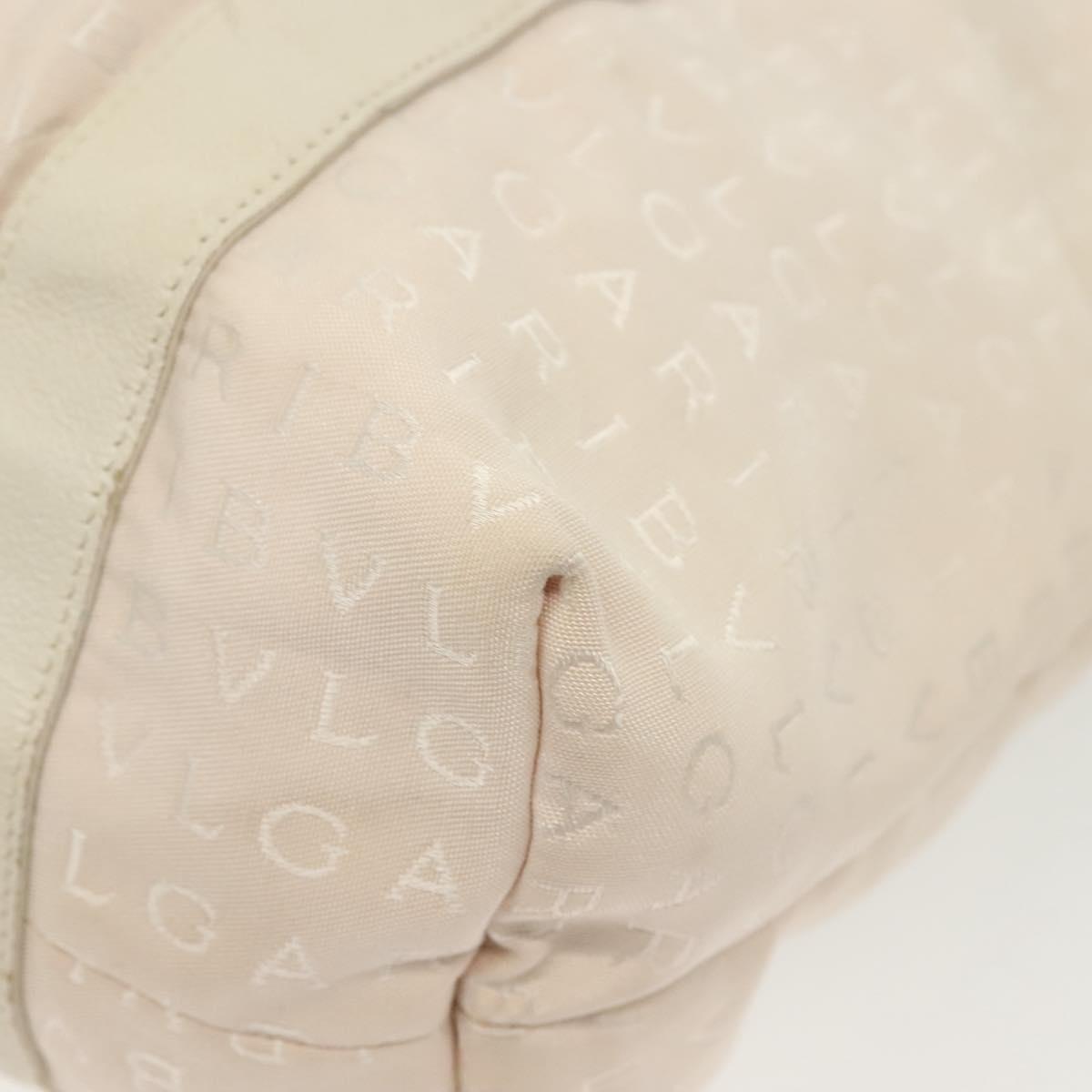 BVLGARI Logo Mania Hand Bag Canvas Pink Silver Auth bs28545