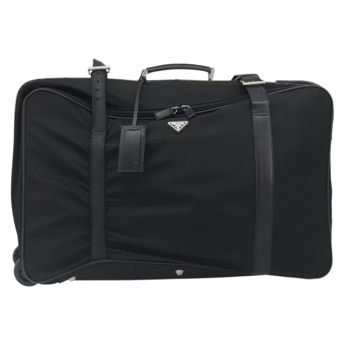 PRADA Suitcase Nylon Black Silver Auth bs28547