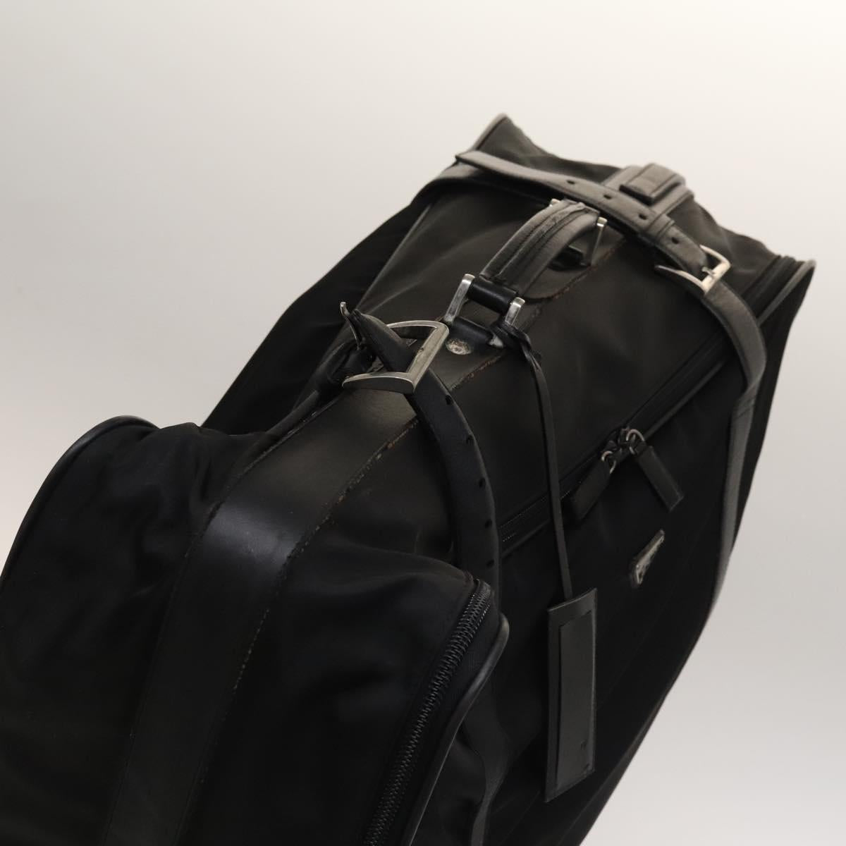PRADA Suitcase Nylon Black Silver Auth bs28547