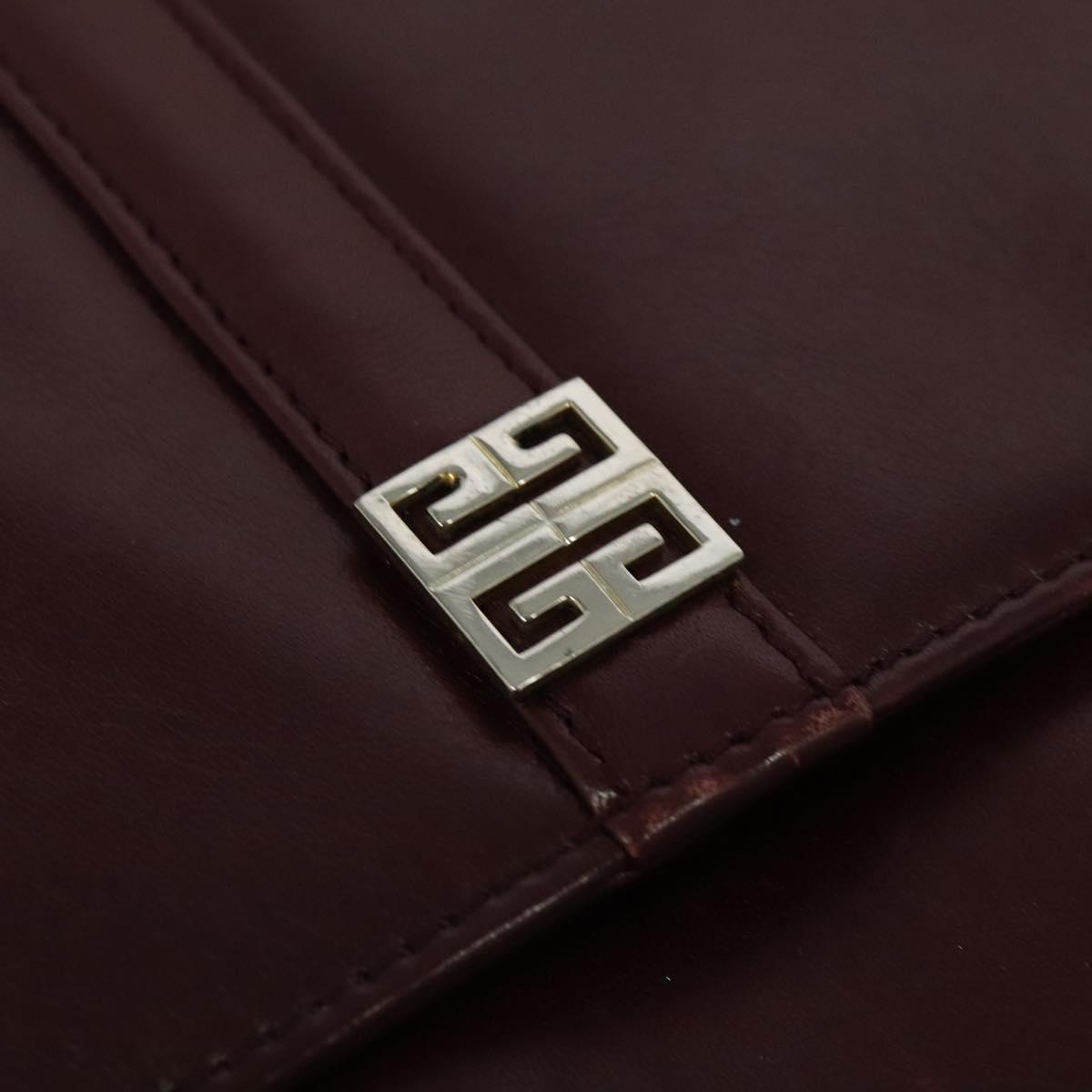 GIVENCHY Shoulder Bag Leather Bordeaux Auth bs28548