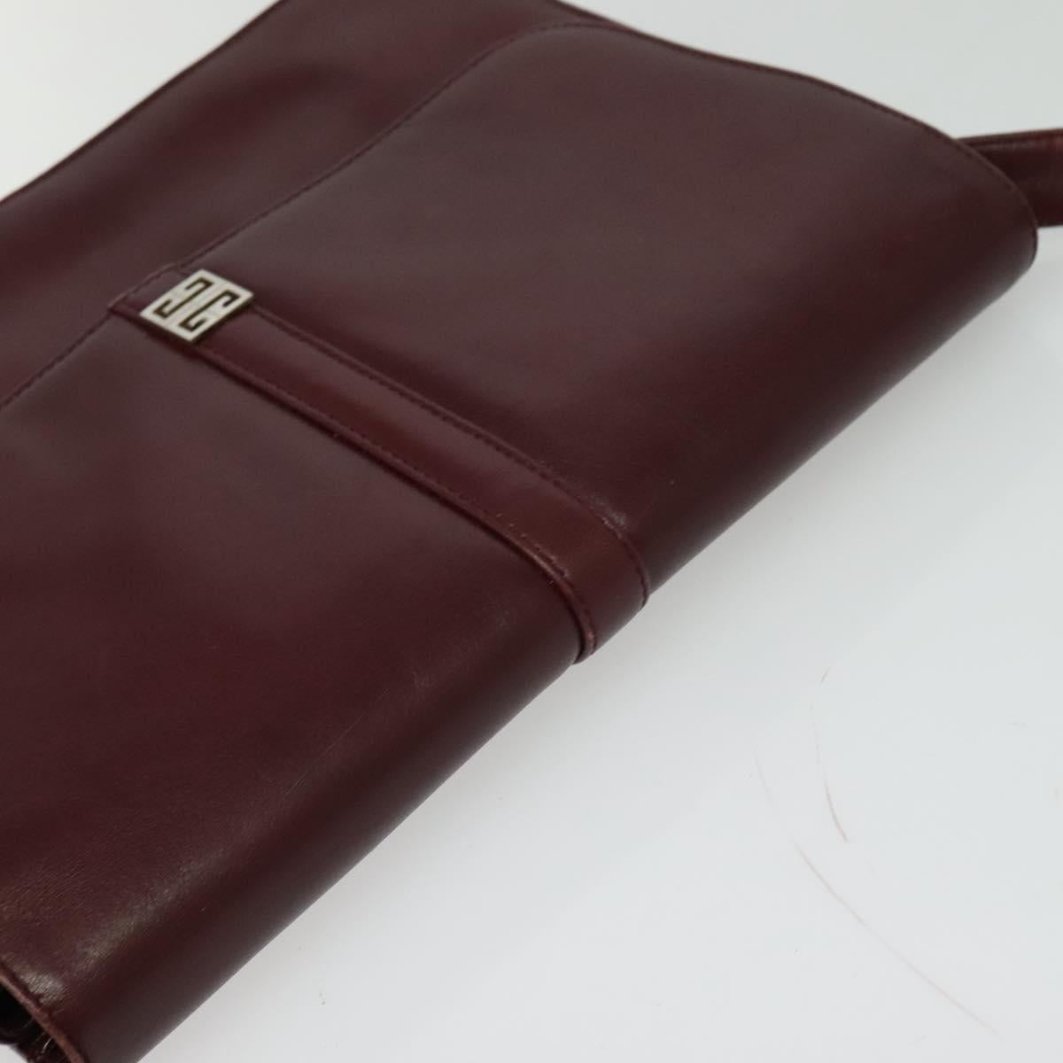 GIVENCHY Shoulder Bag Leather Bordeaux Auth bs28548