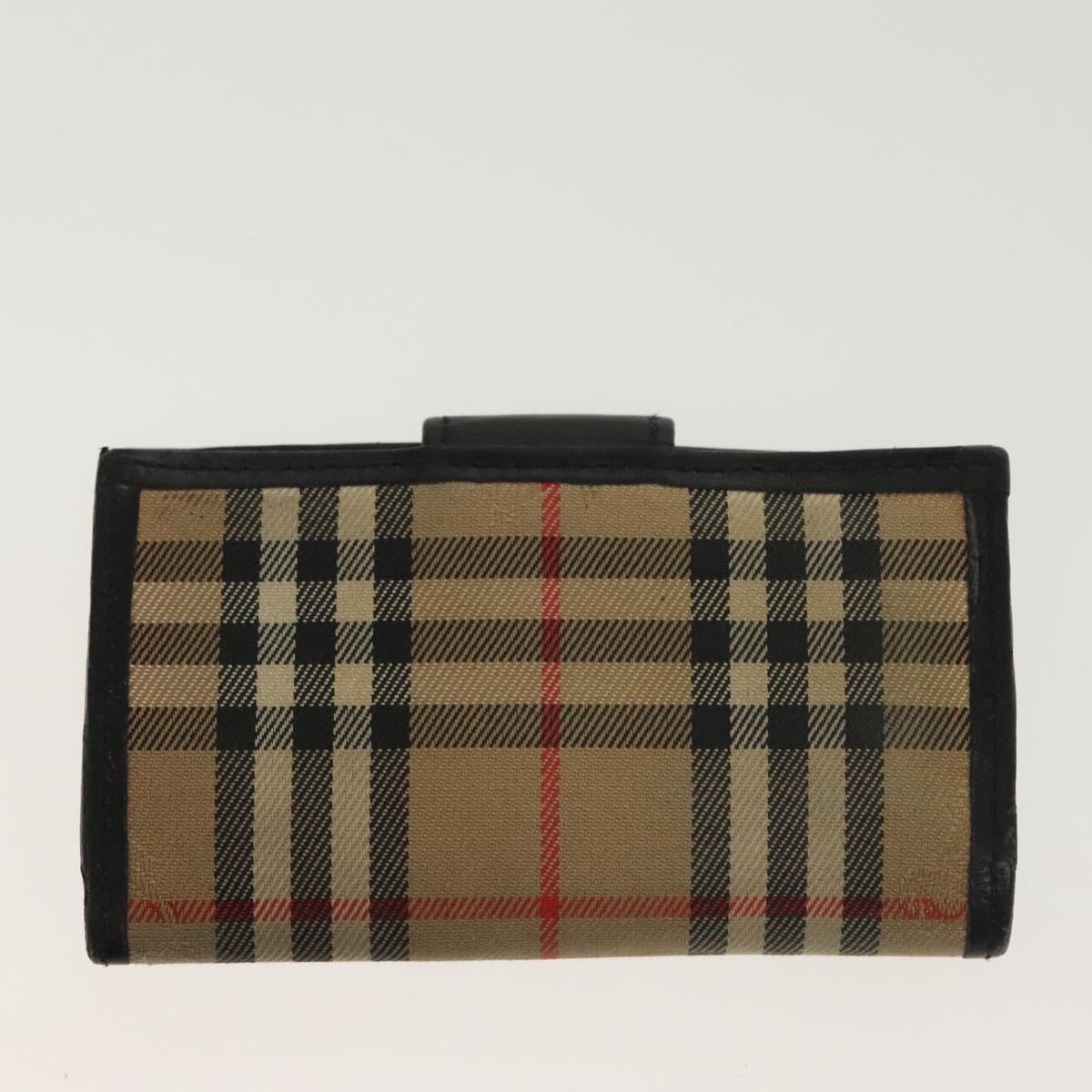 BURBERRY Key Case Canvas Leather 3Set Green Beige Auth bs28555