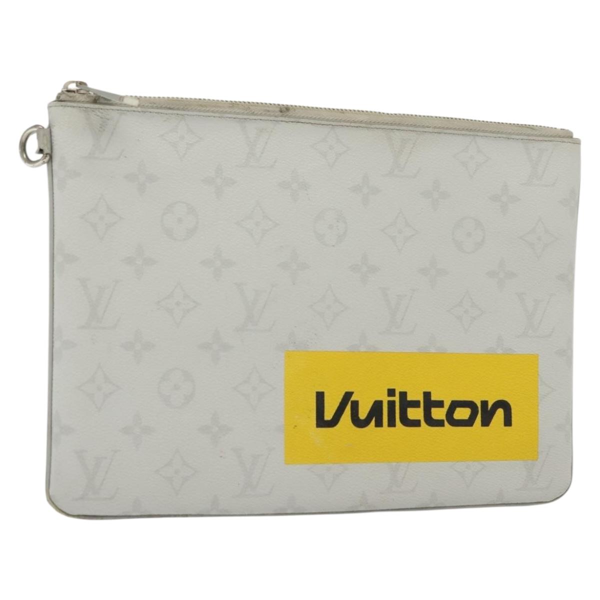 LOUIS VUITTON Monogram White Zipped Pouch GM Clutch Bag M68310 LV Auth bs28559