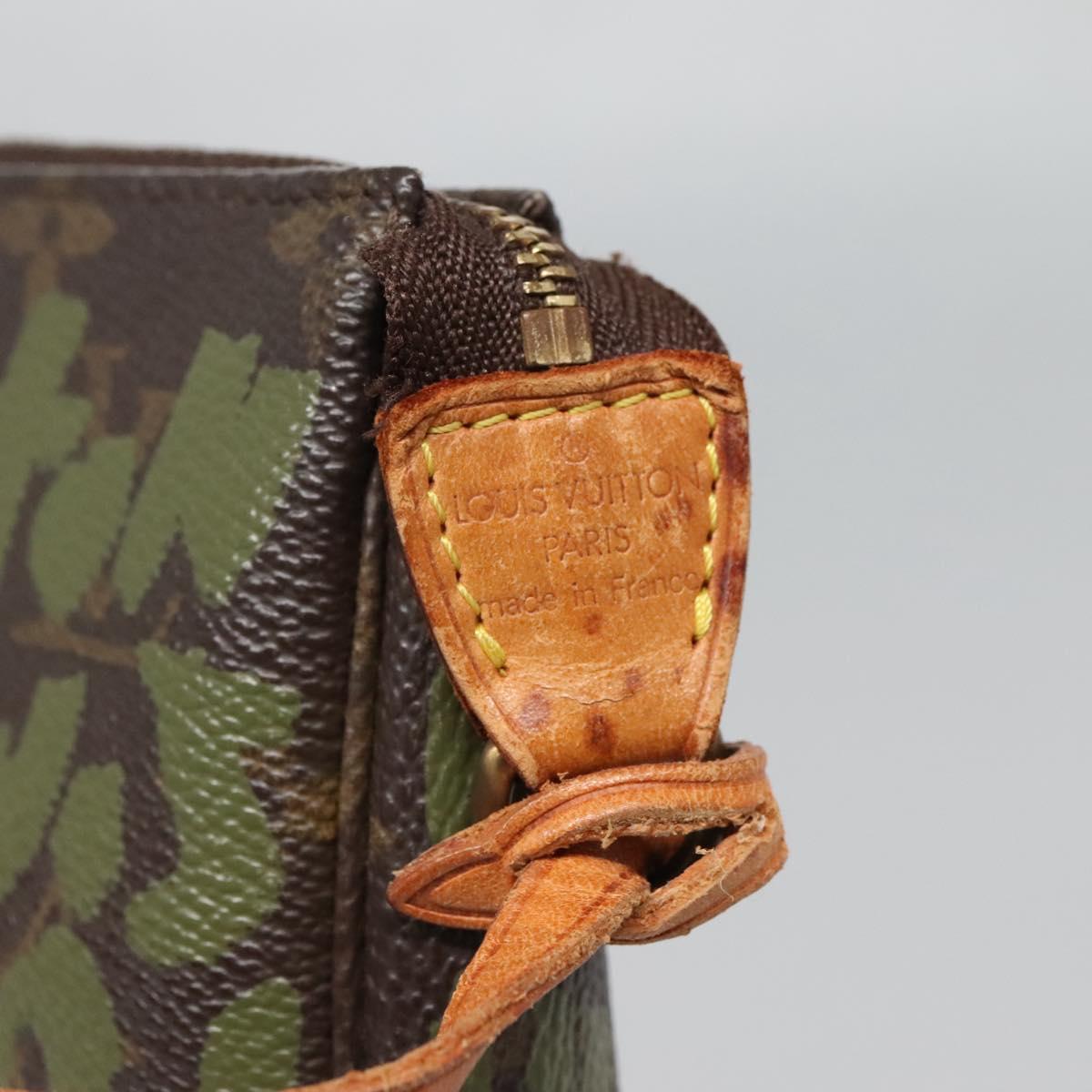 LOUIS VUITTON Graffiti Pochette Accessoires Pouch Khaki M92191 LV Auth bs28566